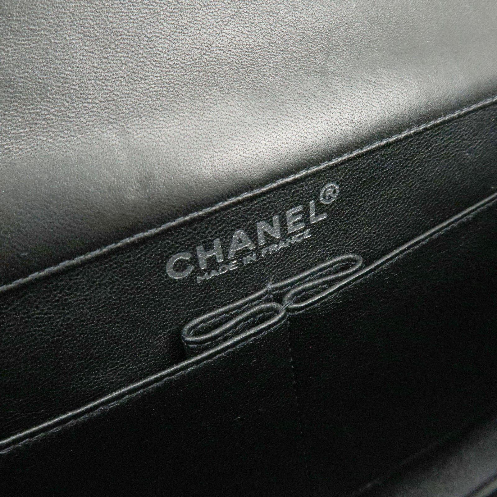 CHANEL Chocolate Bar COCO Mark Patent Leather Shoulder Bag Black Silver