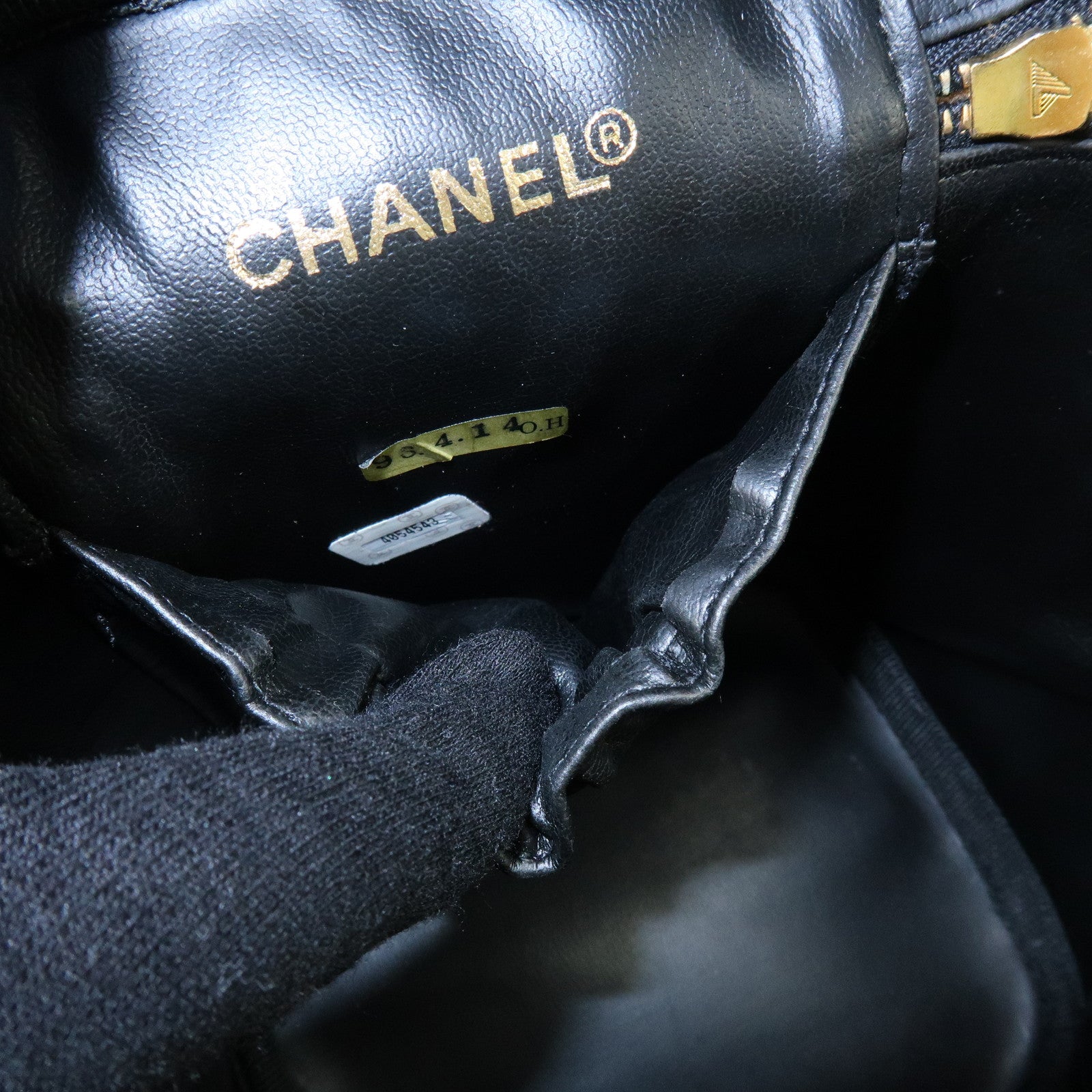CHANEL Bicolore Lamb Skin Vanity Bag Hand Bag Black A01619