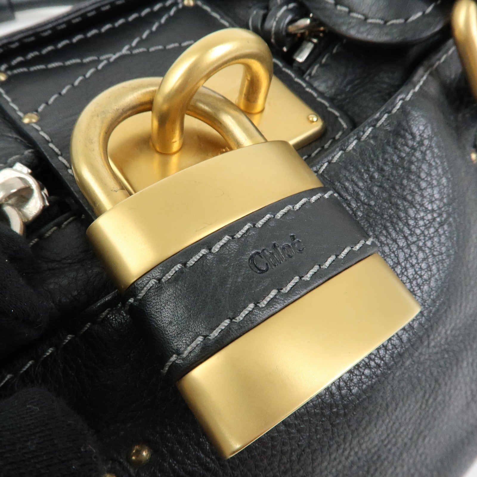 Chloe Paddington Leather Boston Bag Hand Bag Black