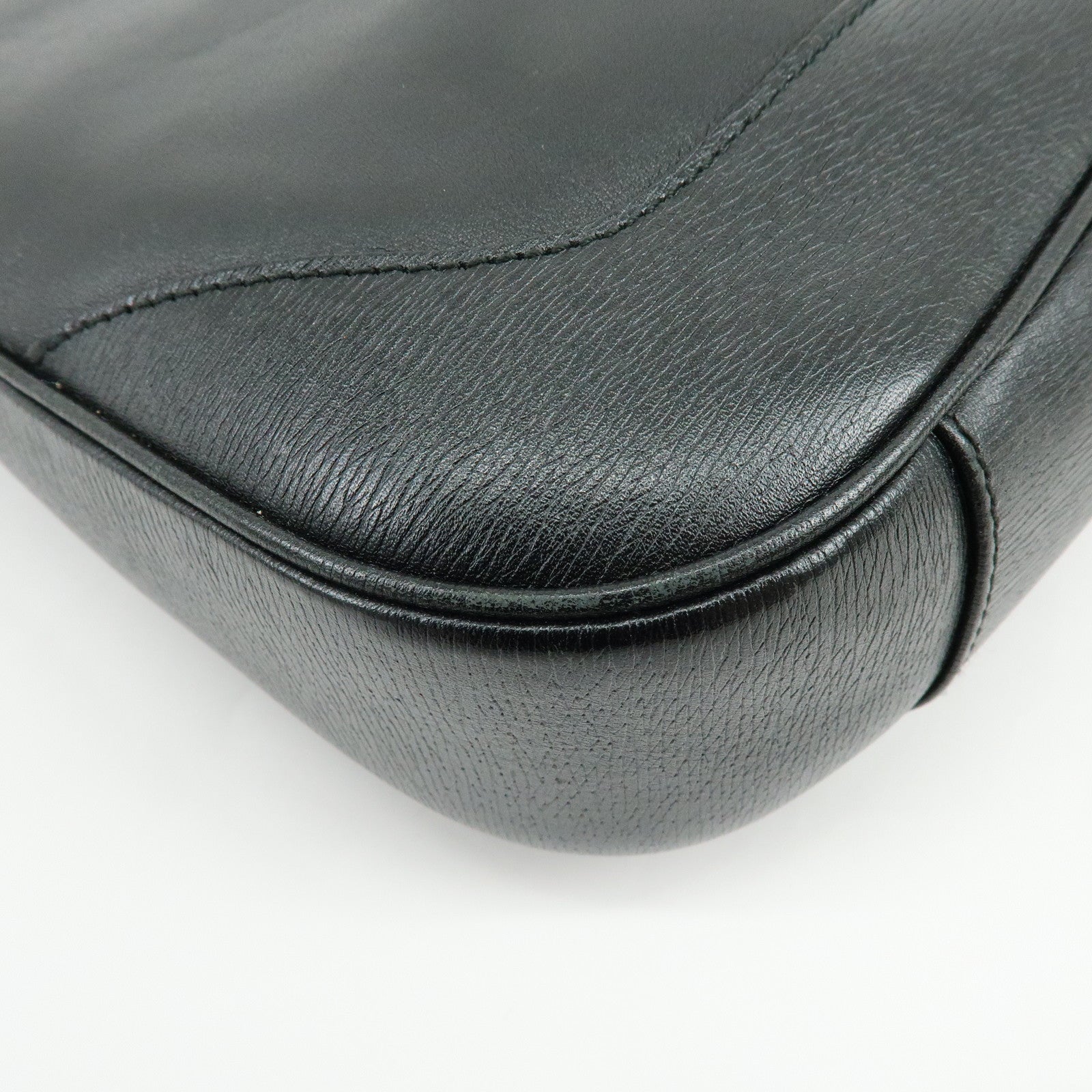 GUCCI Bamboo Leathe Hand Bag Shoulder Bag Black 001・4095