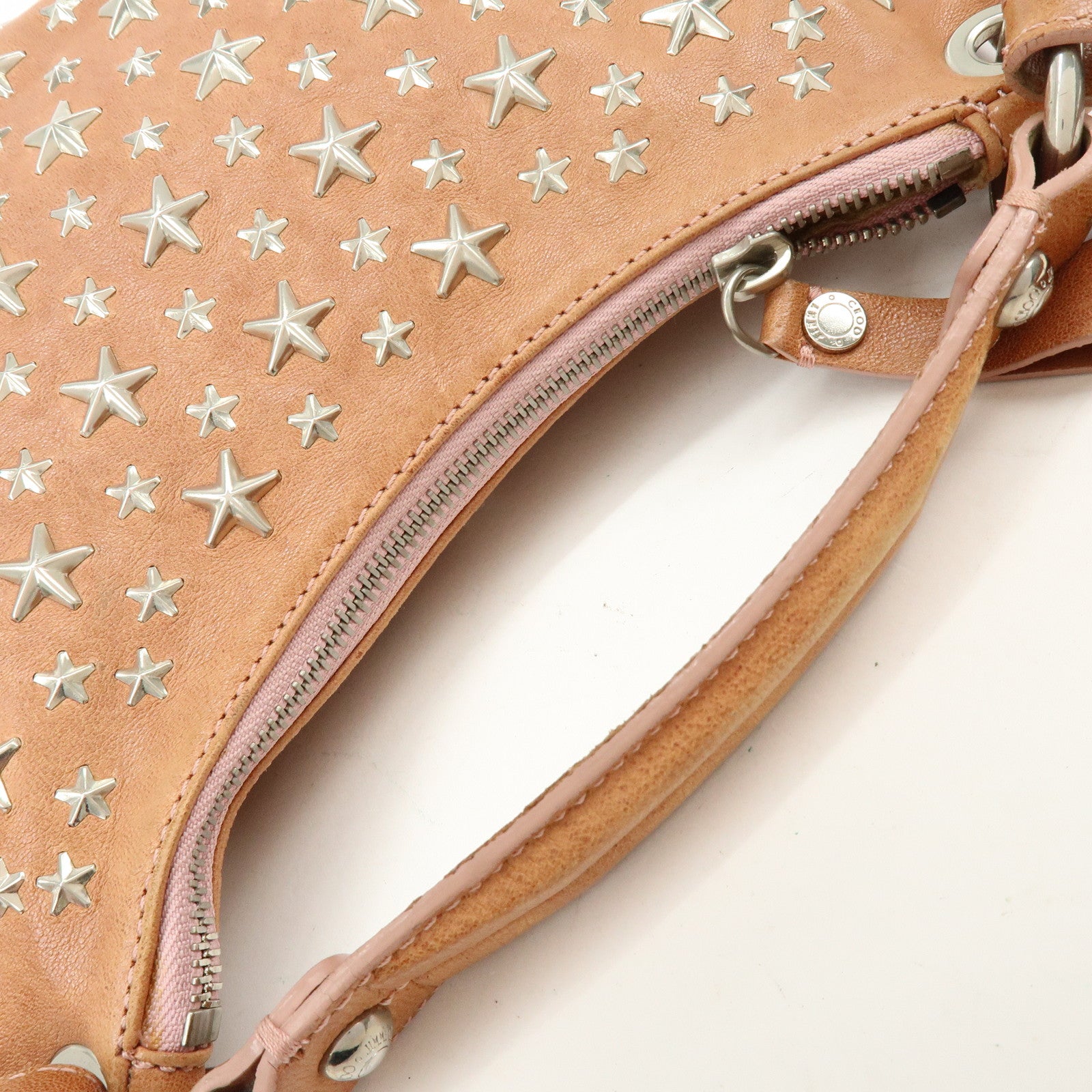 JIMMY CHOO Logo Star Studs Stella 2Way Bag Shoulder Bag Hand Bag Brown