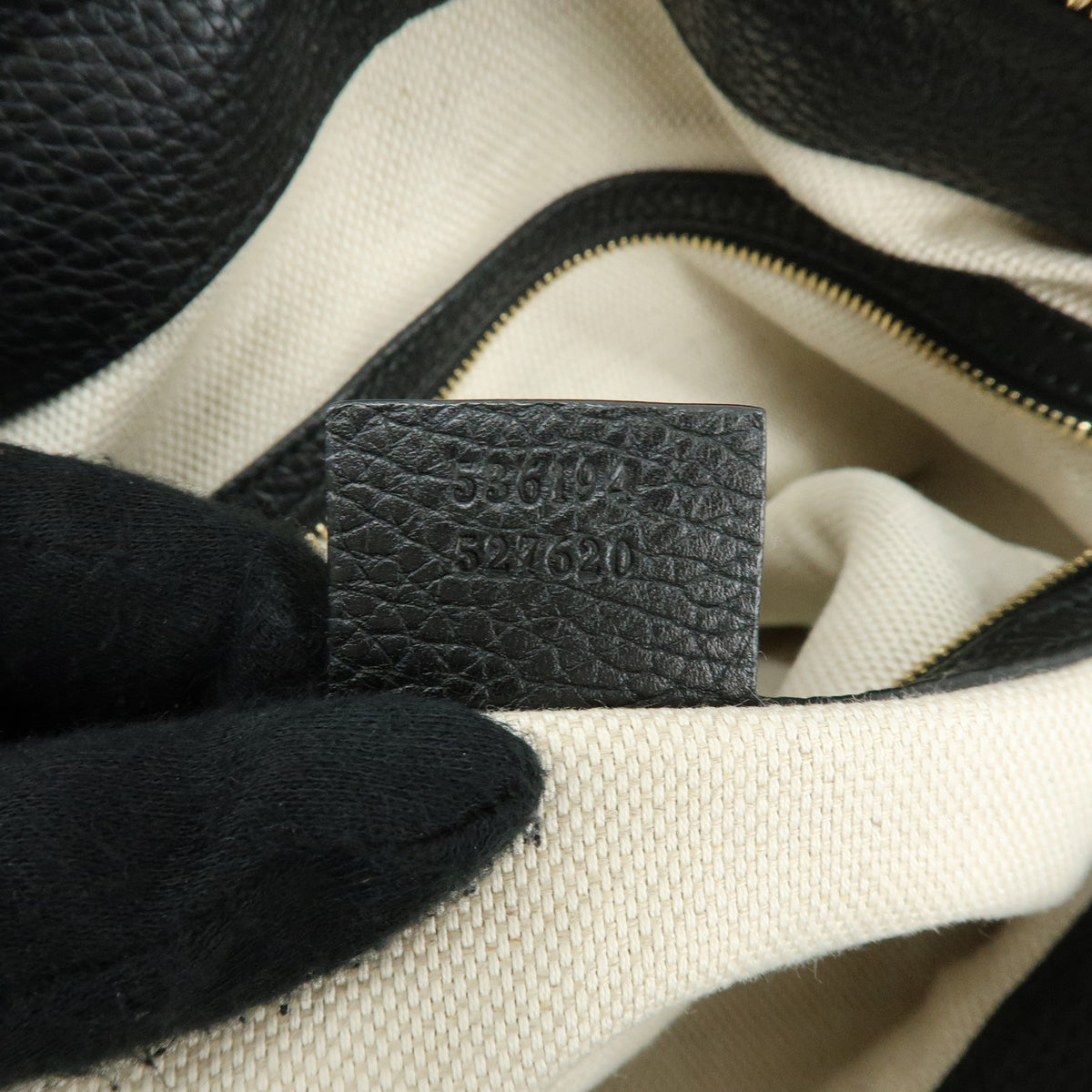 GUCCI SOHO Interlocking G Leather 2Way Hand Shoulder Bag Black 536194
