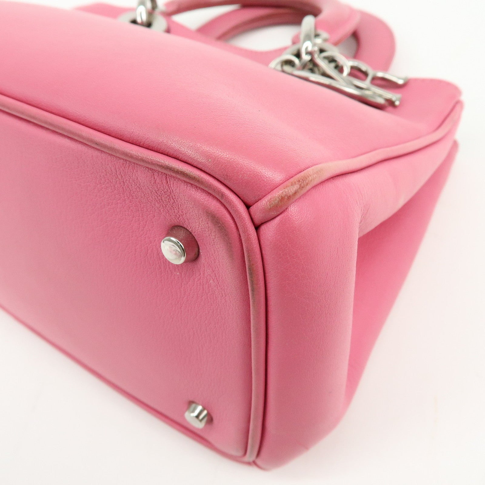 Christian Dior Diorissimo Leather 2Way Bag Hand Bag Shoulder Bag Pink