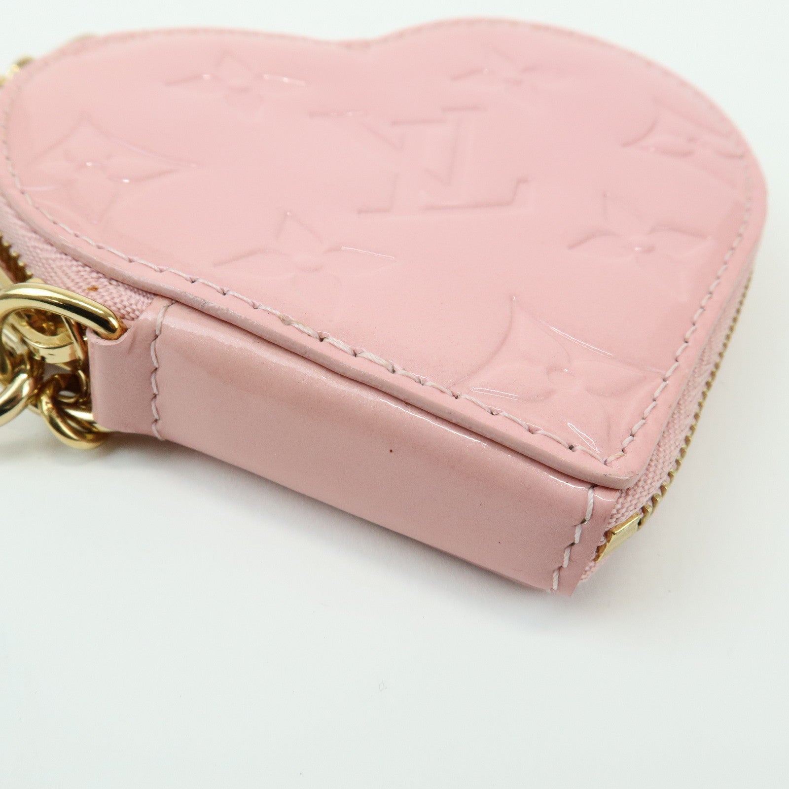 Louis Vuitton Monogram Vernis Porte Monnaie Coeur Coin Case Pink M91431