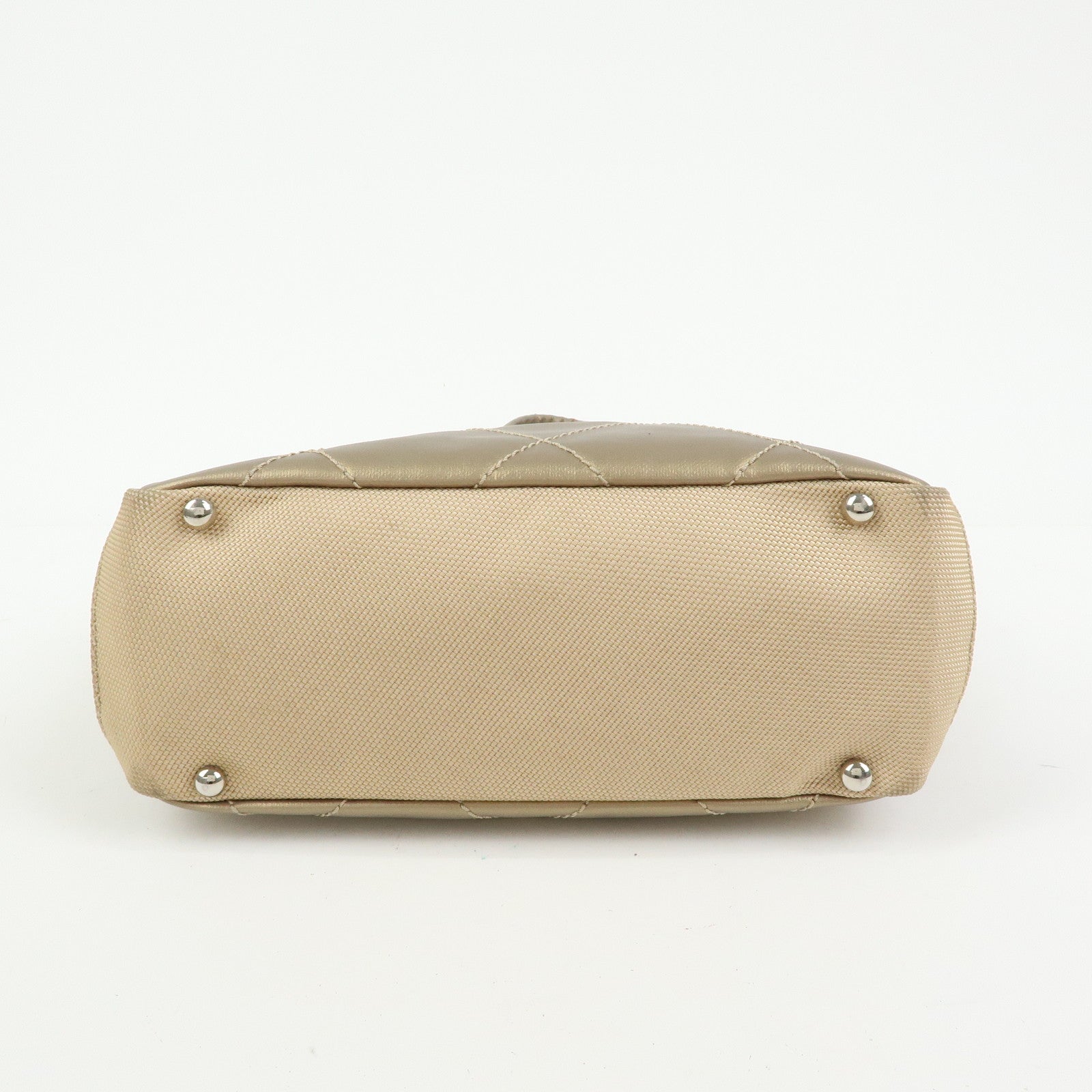 CHANEL Paris Biarritz PM Coated Canvas Leather Tote Bag Gold A34208