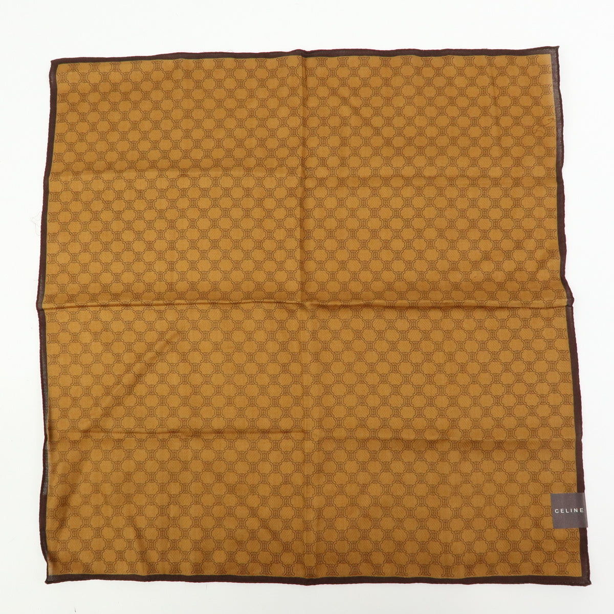 CELINE Macadam Lot of 2 Cotton 100% Scarf Handkerchief Brown Khaki