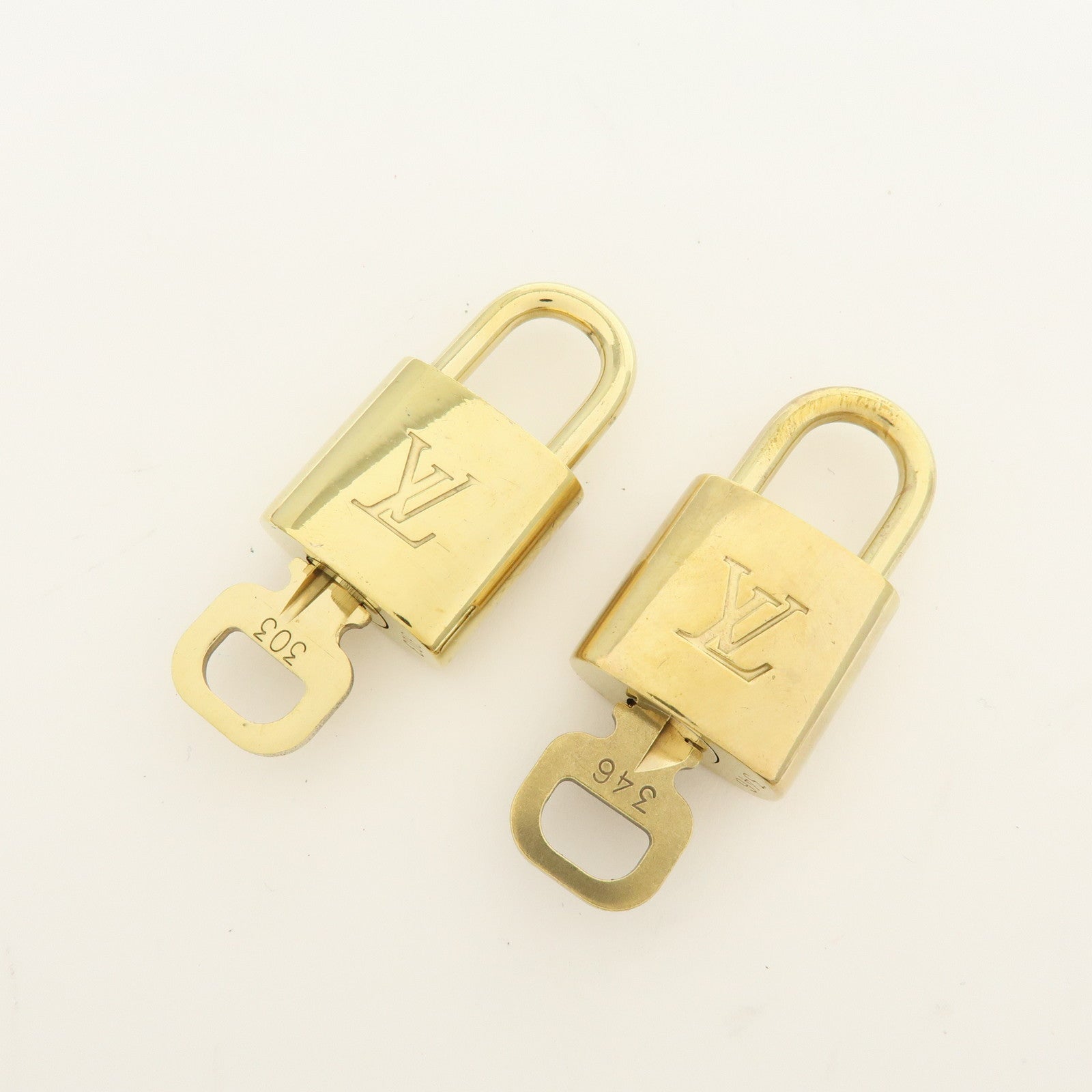 Louis Vuitton Lot of 10 Metal Lock & Key Cadena Key Lock Gold