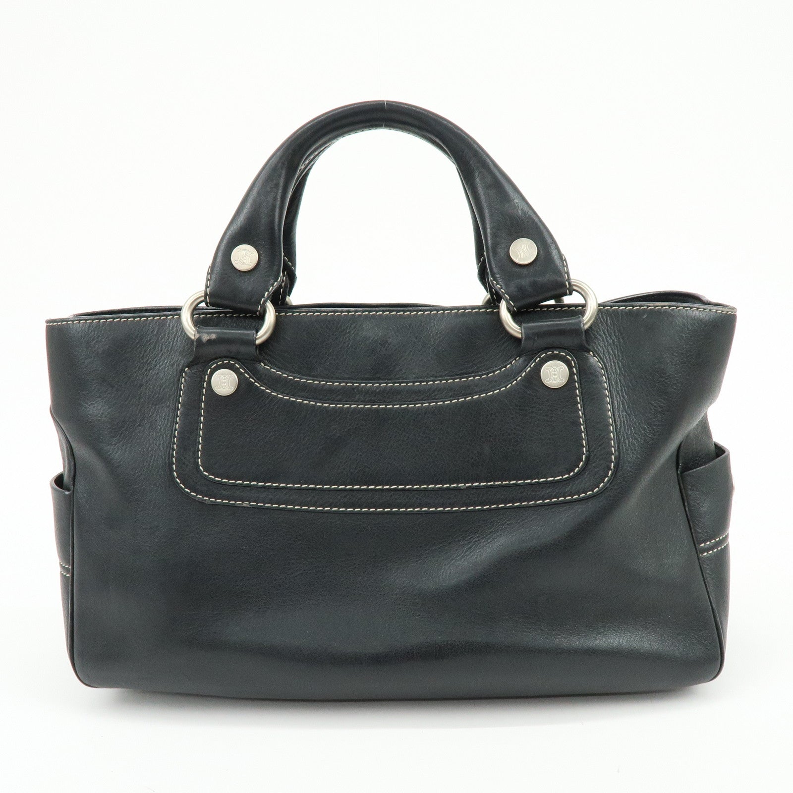 CELINE Macadam Boogie Bag Leather Hand Bag Tote Bag Black
