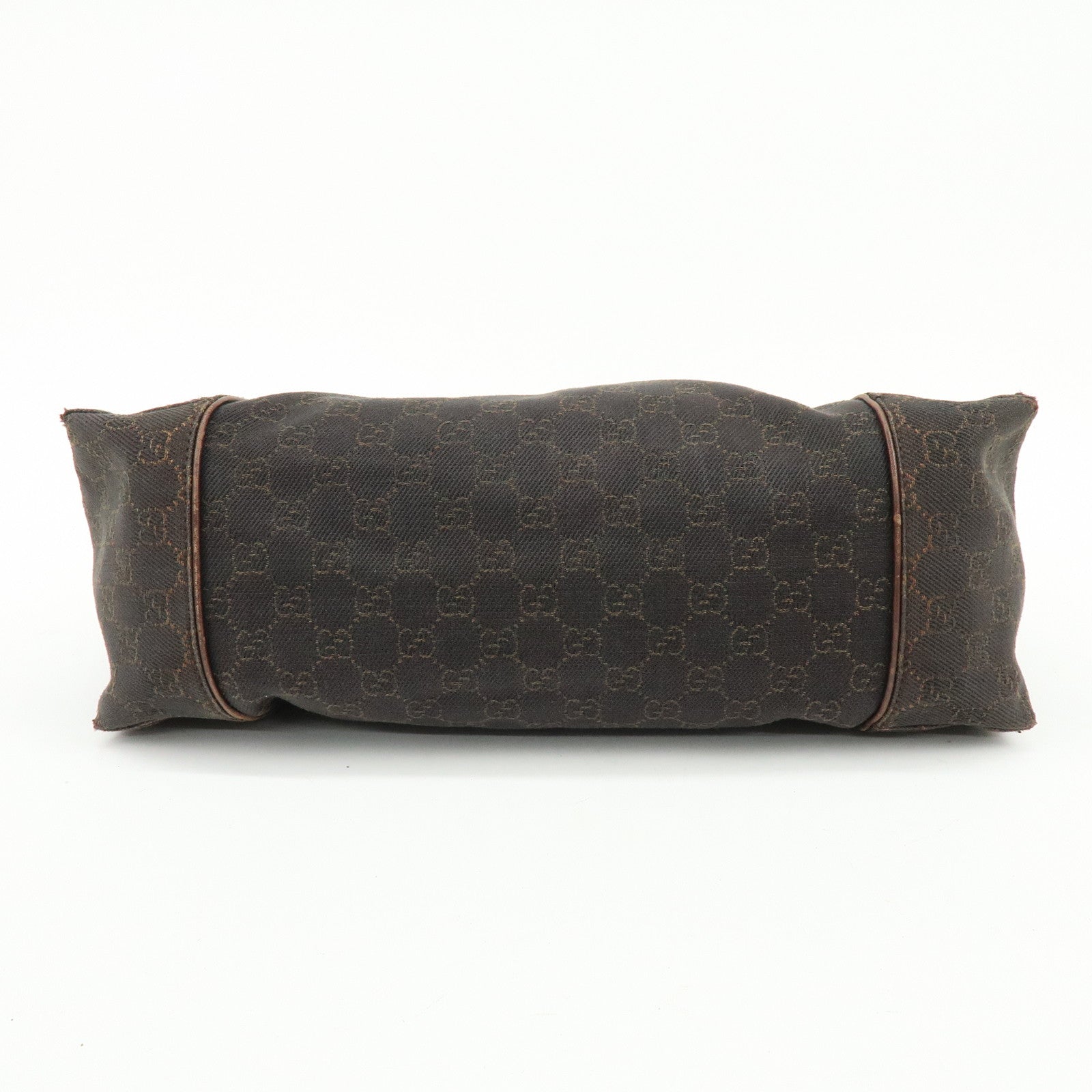 GUCCI GG Canvas Leather Shoulder Bag Hand Bag Dark Brown 101292