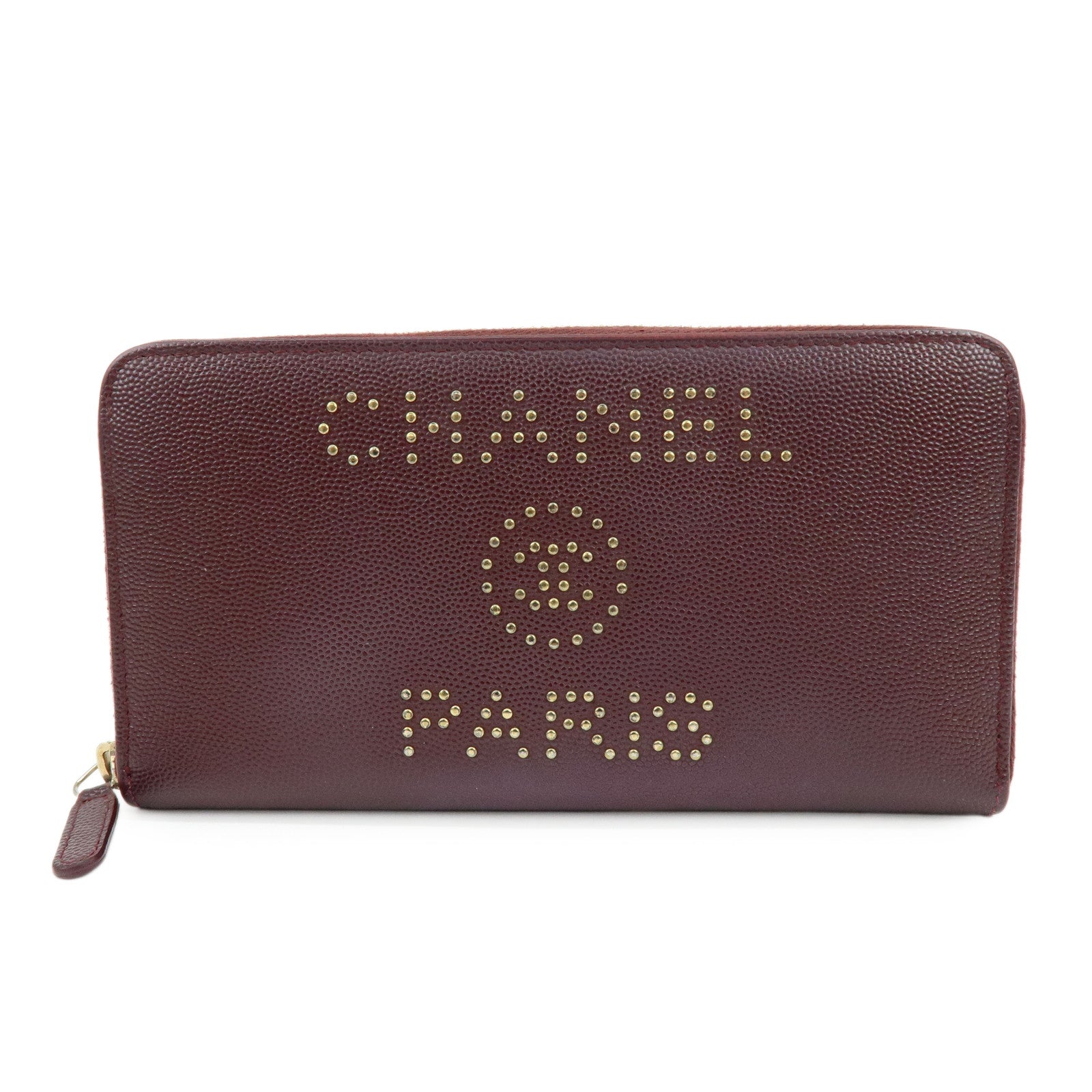 CHANEL Deauville COCO Mark Caviarskin Round Zippy Long Wallet A82281