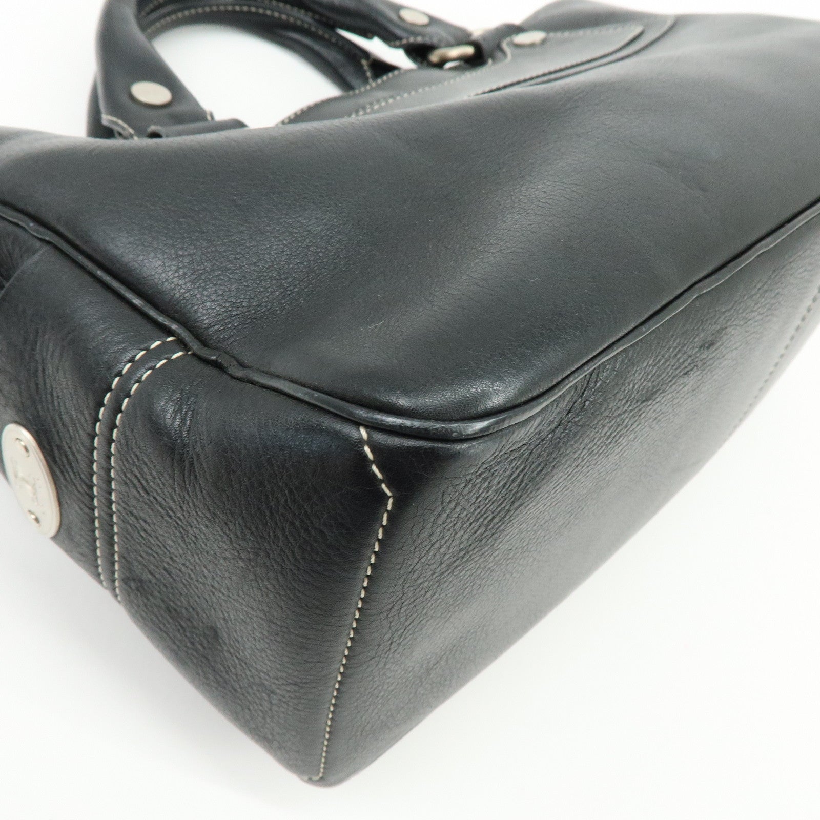 CELINE Macadam Boogie Bag Leather Hand Bag Tote Bag Black