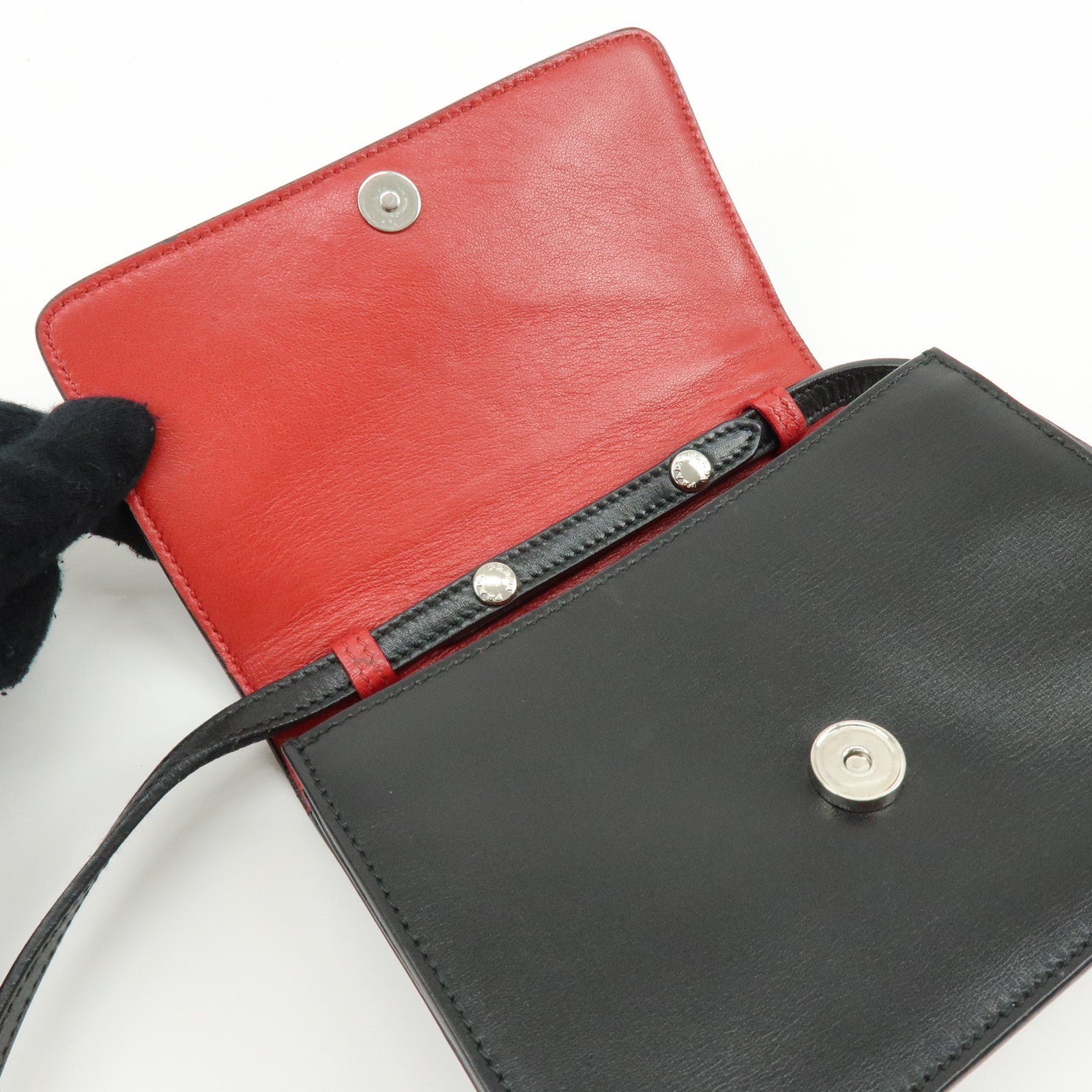 PRADA Leather 2Way Mini Shoulder Crossbody Bag Clutch Bag Black BT1031
