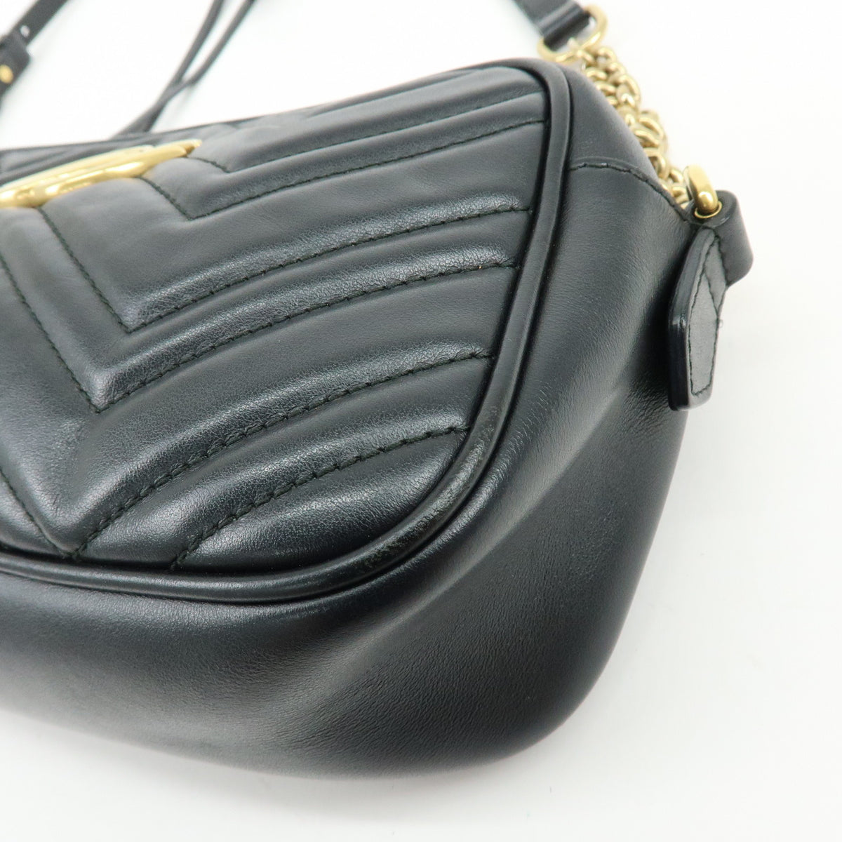 GUCCI GG Marmont Leather Shoulder Bag Crossbody Bag Black 447632