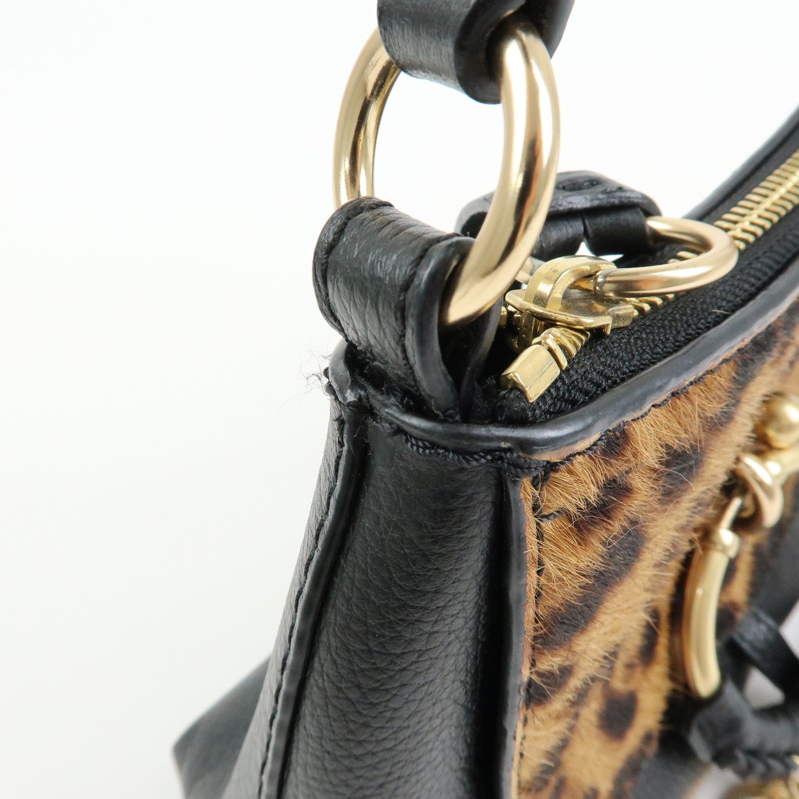 Chloe See By Chloe Joan Leather Unborn Calf 2Way Bag Leopard Black