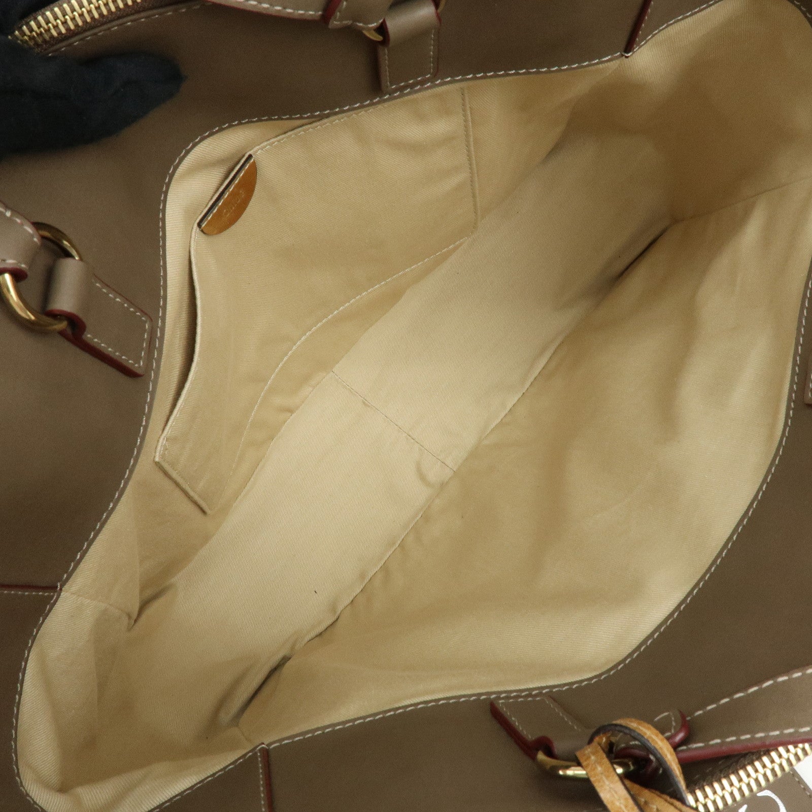 Chloe Sam Leather 2Way Bag Hand Bag Shoulder Bag Greige