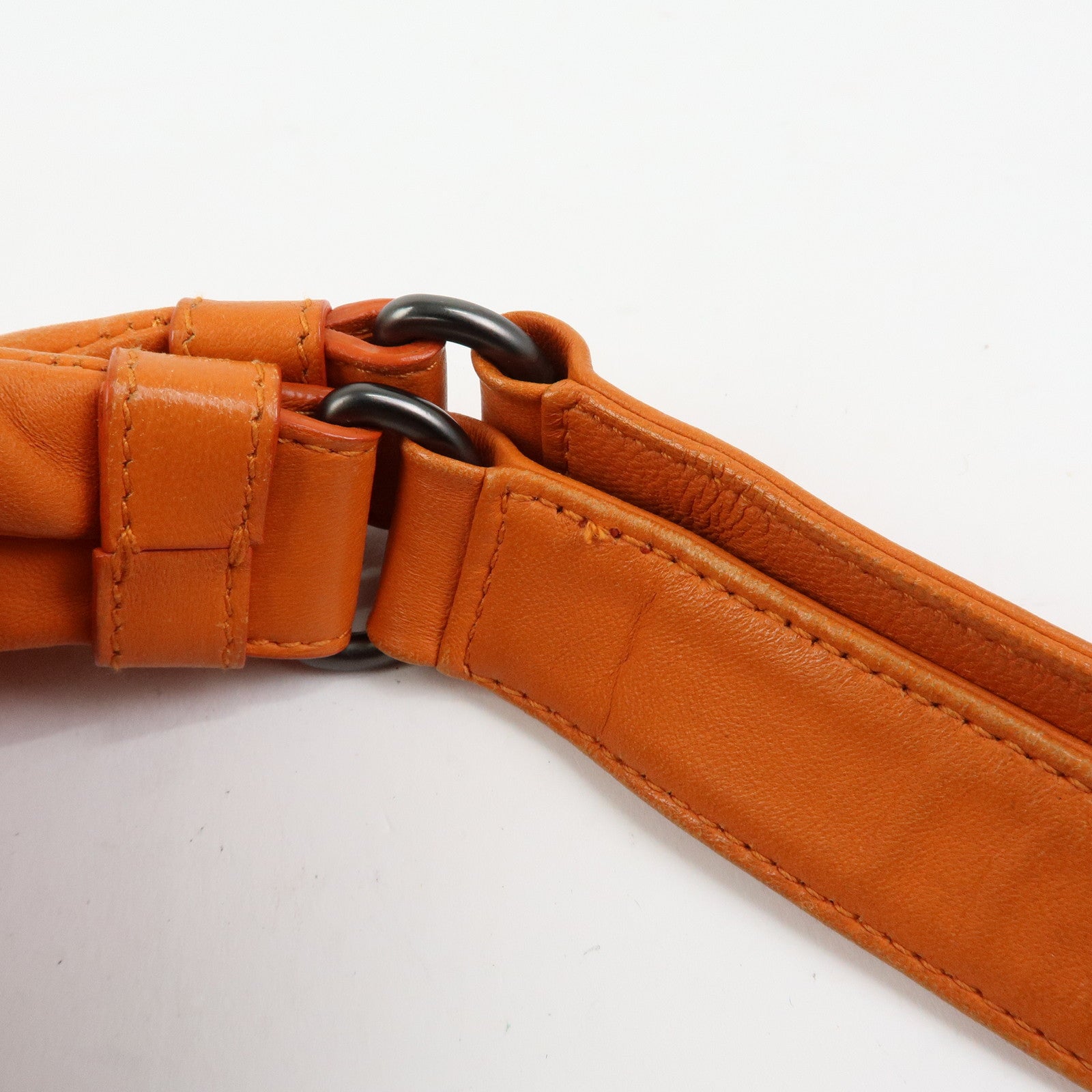 BOTTEGA VENETA Intrecciato Campana Leather Shoulder Bag Orange