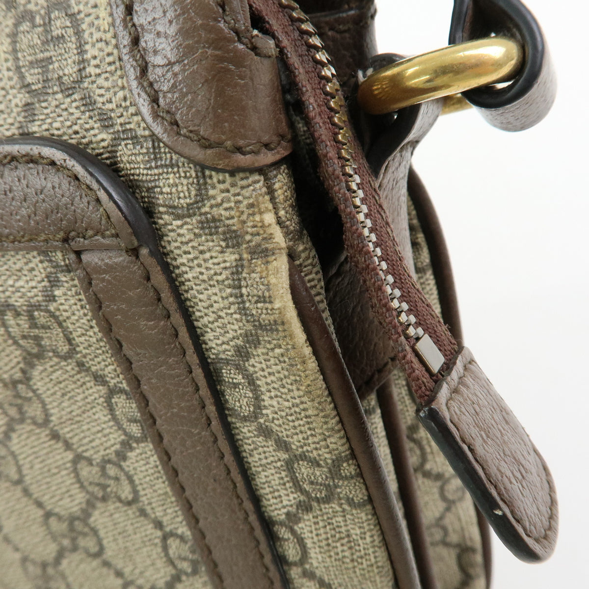 GUCCI Ophidia Sherry GG Supreme Leather Shoulder Bag Beige Brown 523354