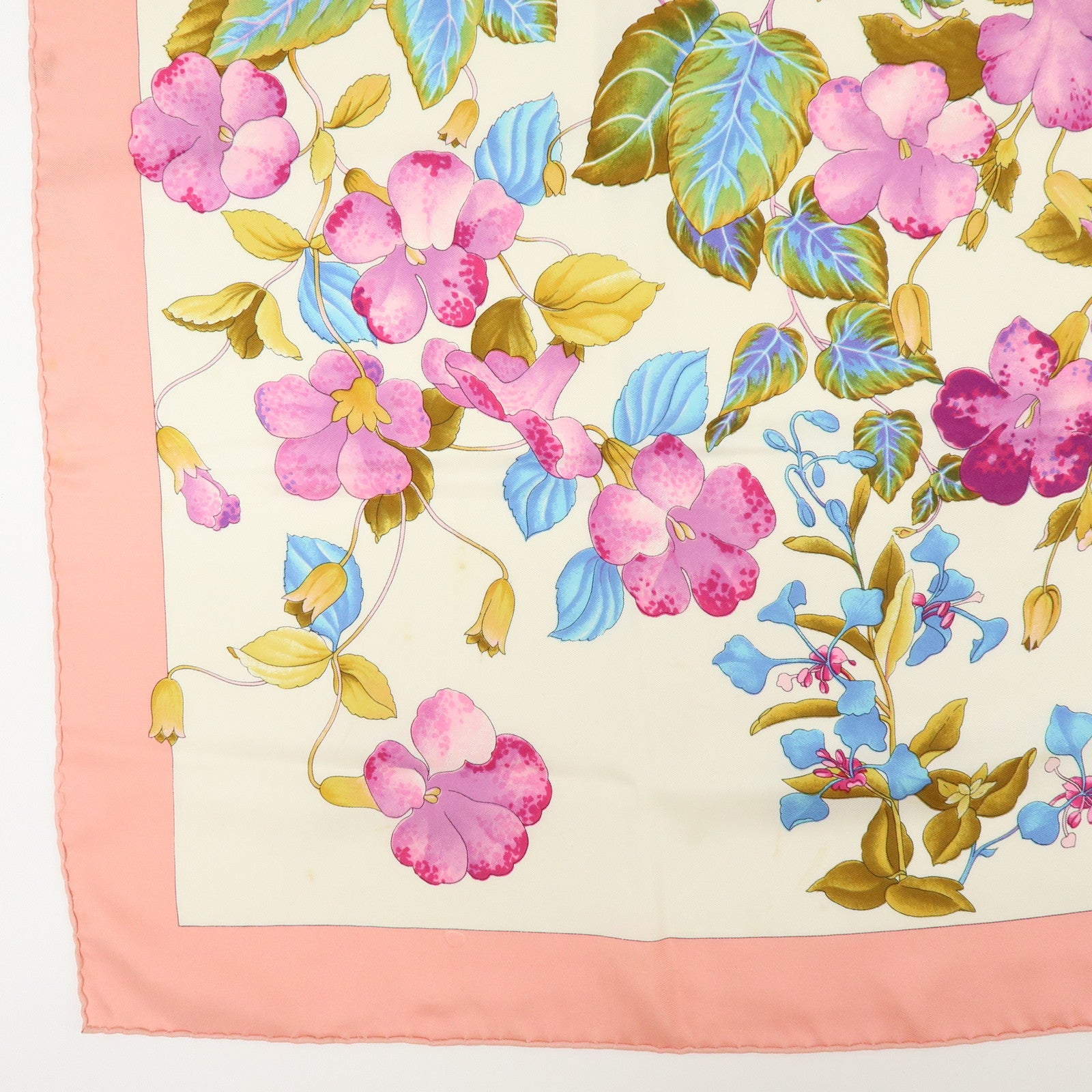 Christian Dior Set of 2 Silk 100% Scarf Flower Cat Paisley Pink Black