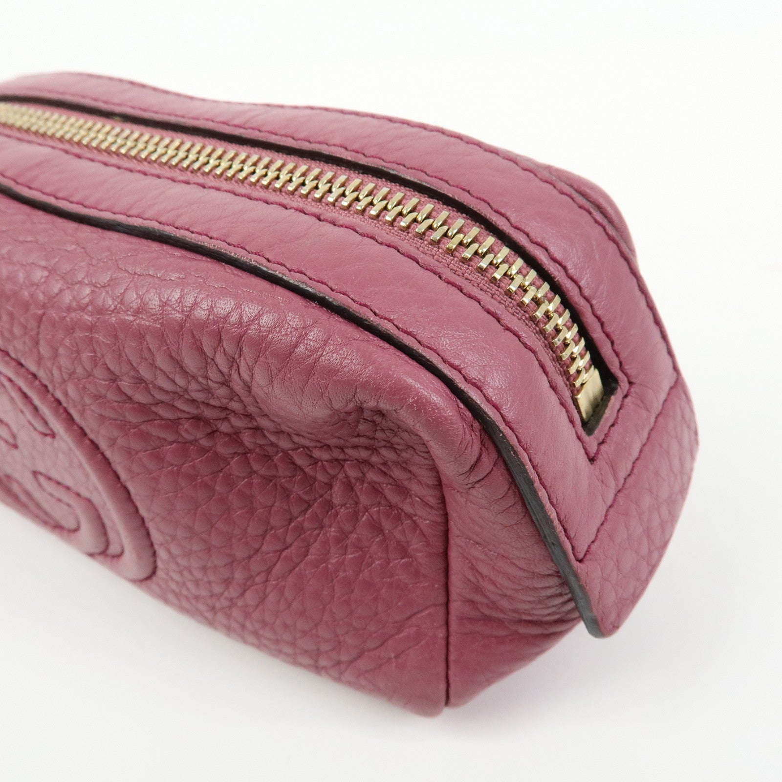 GUCCI Interlocking G SOHO Leather Cosmetic Pouch Makeup Case 308634
