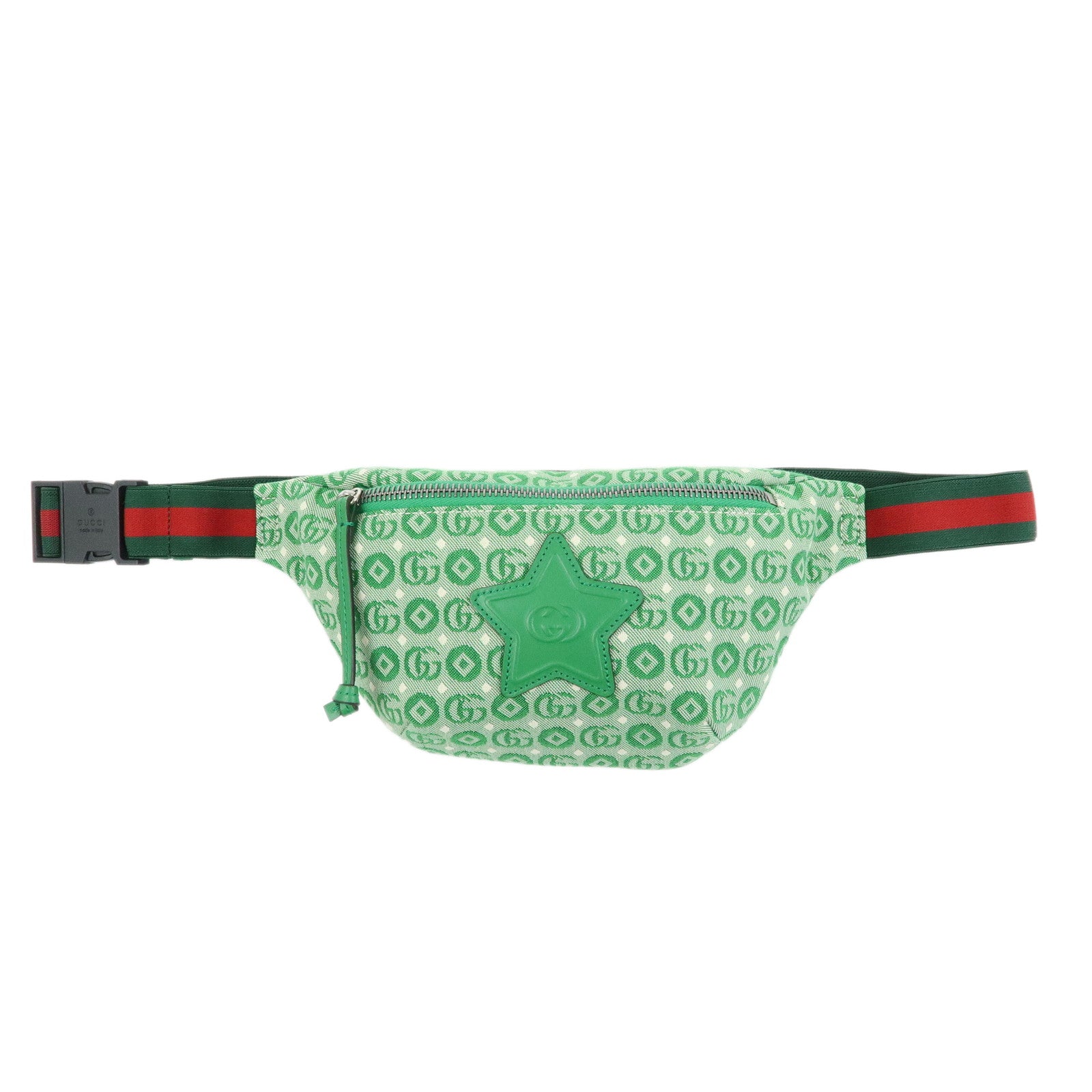 GUCCI Children's Sherry Canvas Leather Body Bag Waist Bag Green 502095