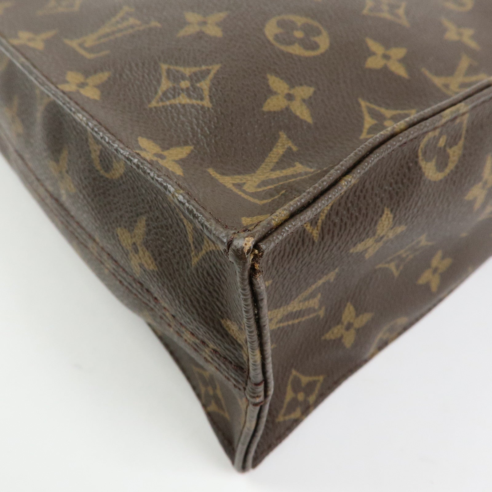 Louis Vuitton Monogram Sac Plat Tote Bag Hand Bag Brown M51140