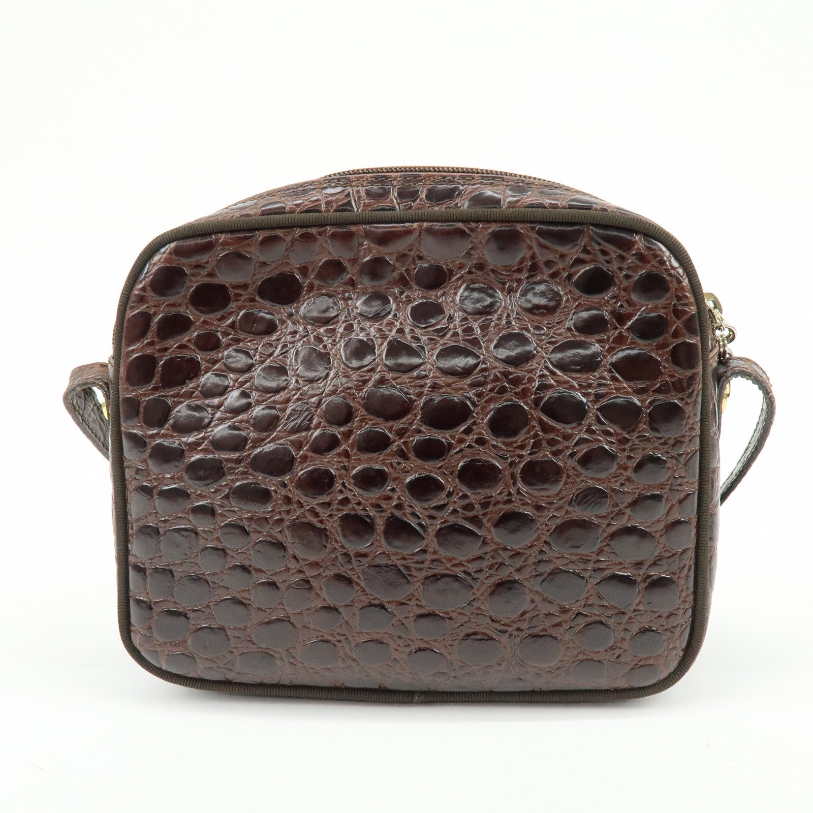 Ferragamo Vara Embossed Leather Shoulder Bag Crossbody Bag Brown