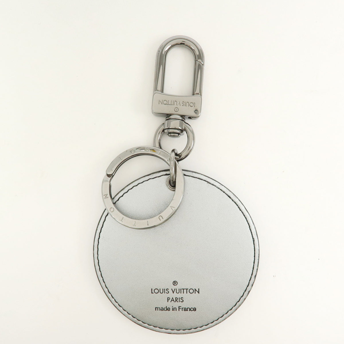 Louis Vuitton Monogram Split Porte Cles Canvas Key Charm Silver MP1985