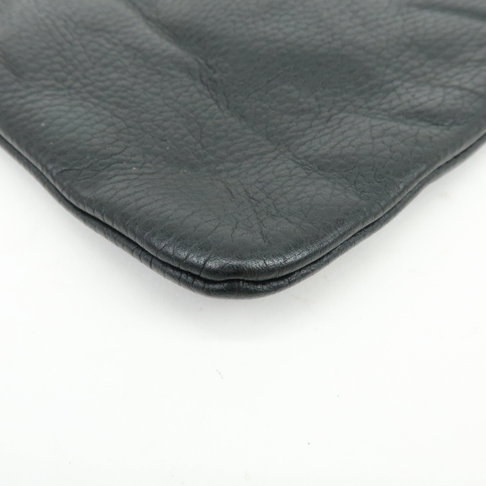 GUCCI Bamboo Leather Clutch Bag Flat Pouch Black 449653