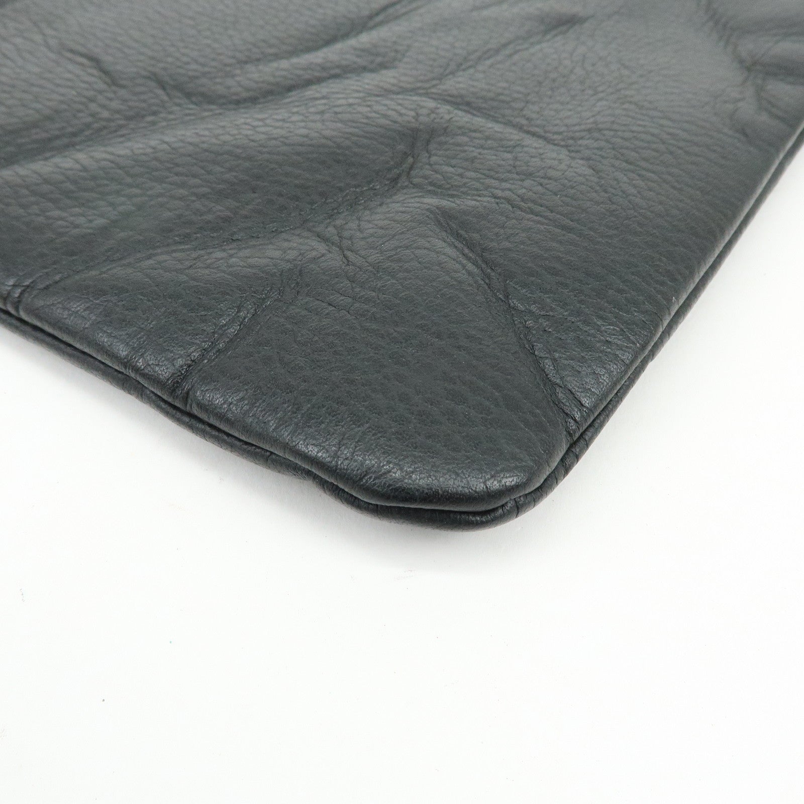 GUCCI Bamboo Leather Clutch Bag Flat Pouch Black 449653
