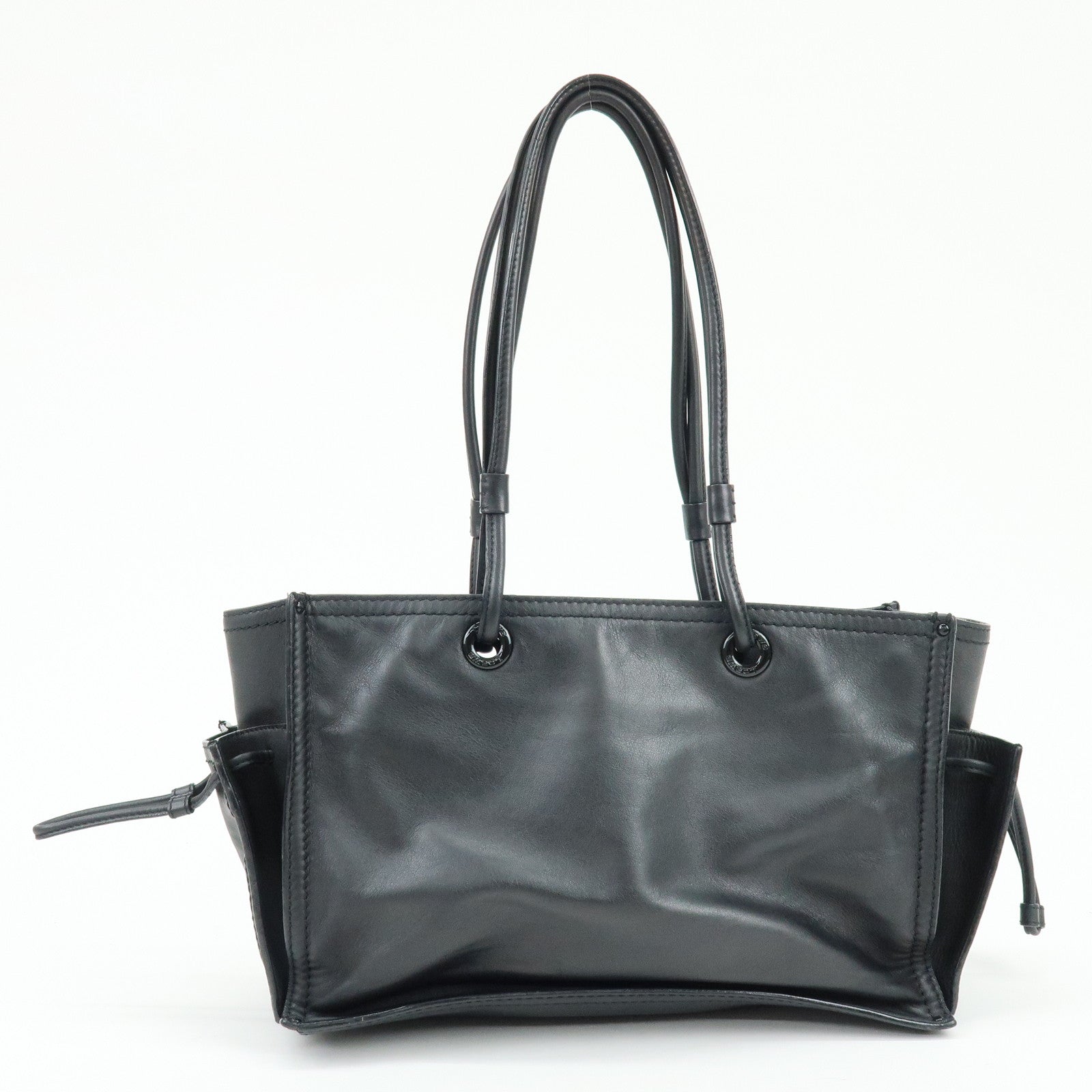 LOEWE Crown Logo Shopper Tote Leather Shoulder Bag Tote Bag Black