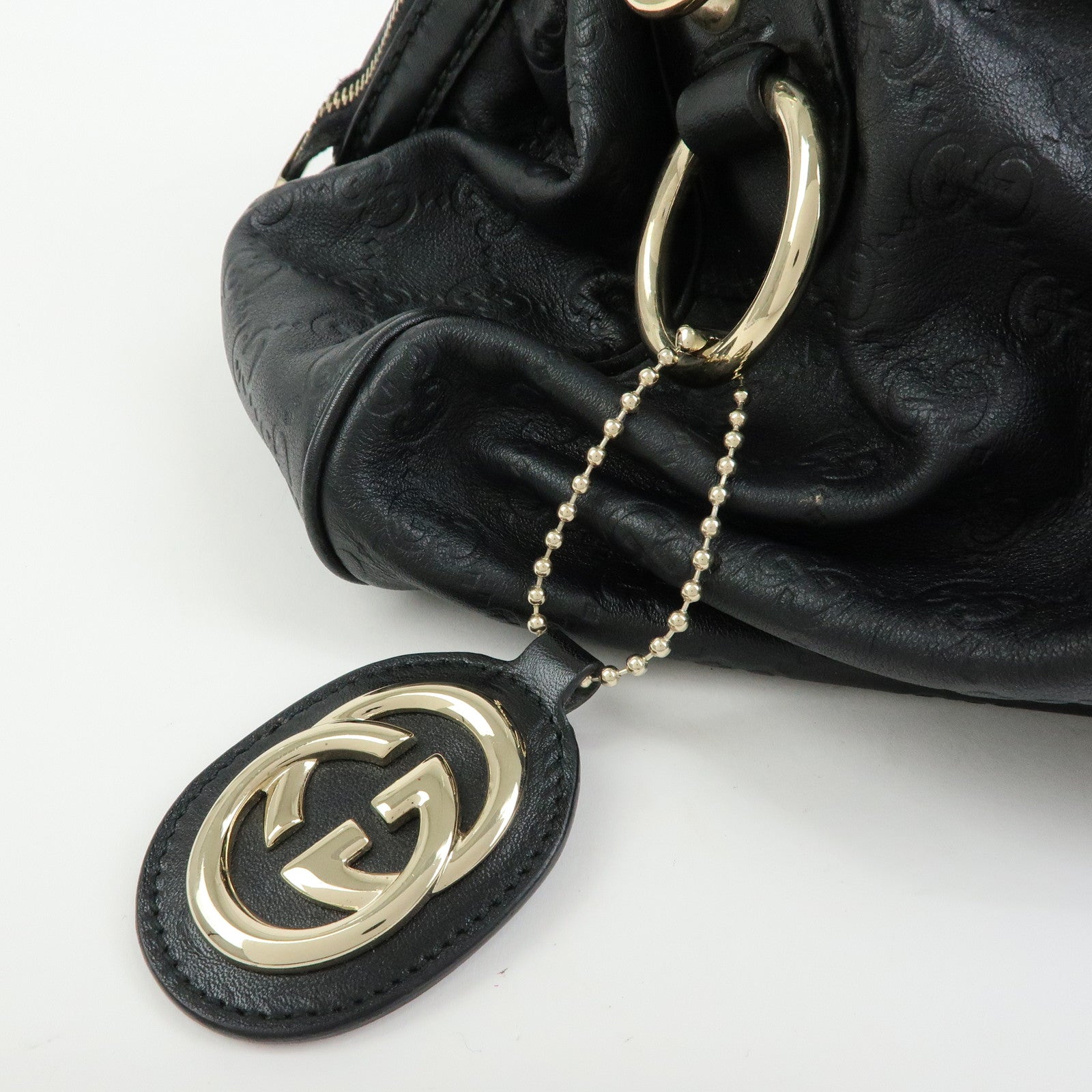 GUCCI Sukey Guccissima Leather 2Way Shoulder Bag Black 223974
