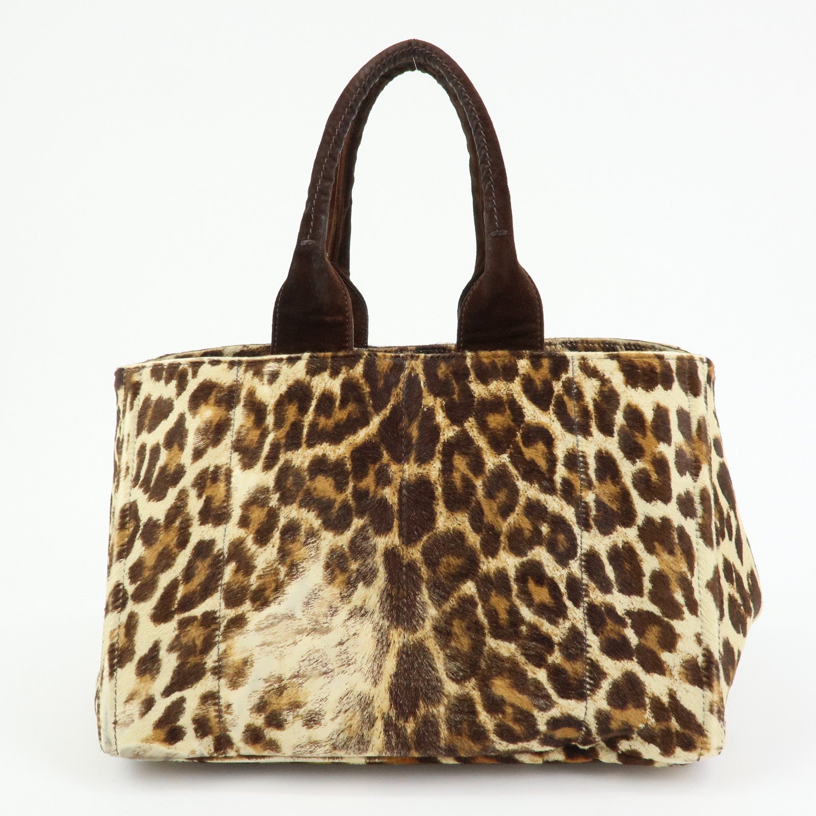 PRADA Triangle Logo Unborn Calf Canapa  2Way Tote Hand Bag BN1877