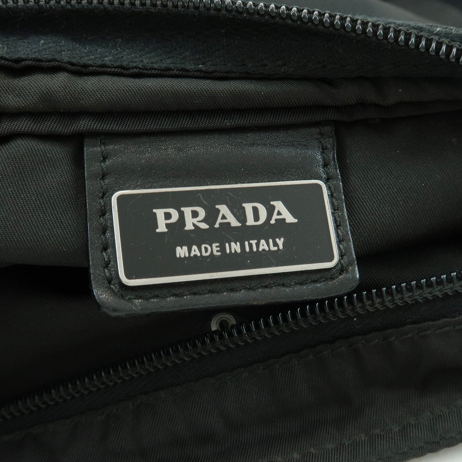 PRADA Triangle Logo Nylon Leather Shoulder Bag Crossbody Bag Black