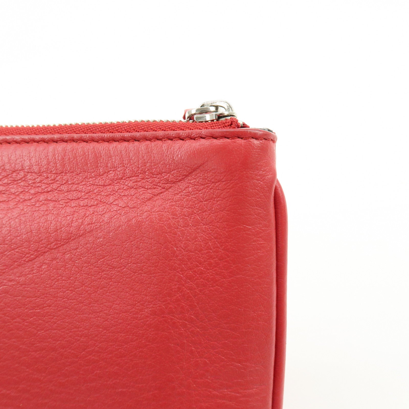 BALENCIAGA Leather Everyday Pouch Clutch Bag Flat Pouch Red 551992