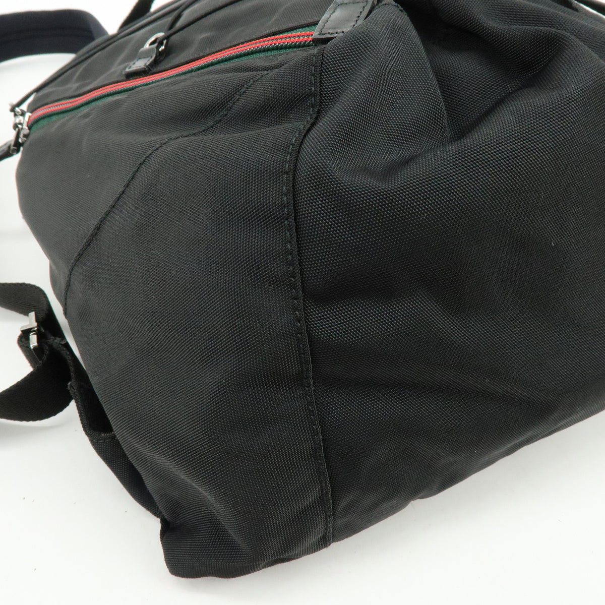 GUCCI Sherry Canvas Leather Backpack Rucksack Black 122349