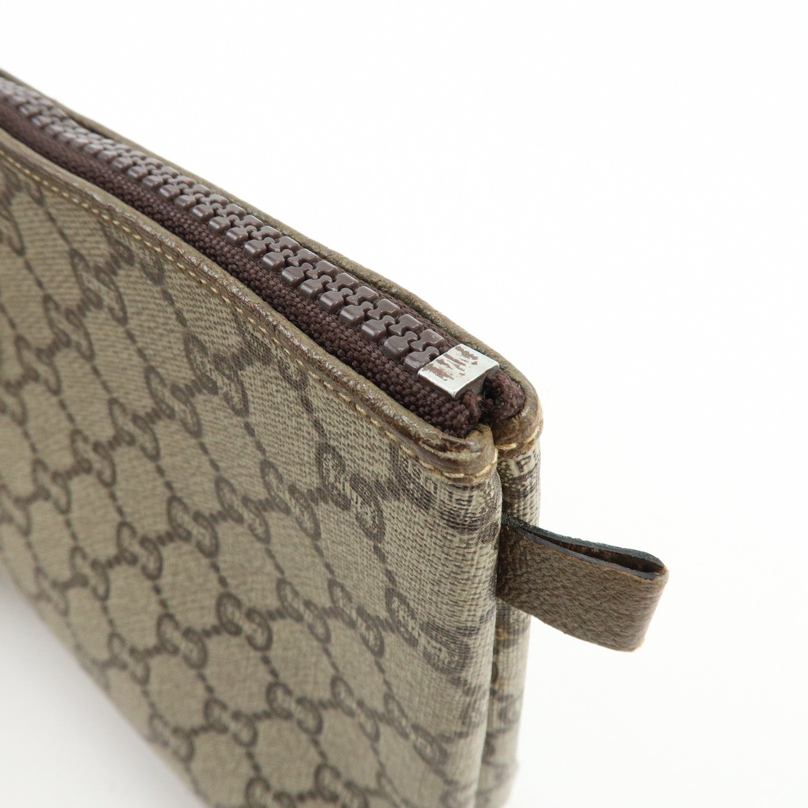 GUCCI Old GUCCI GG Plus Leather Clutch Bag Pouch Beige Brown