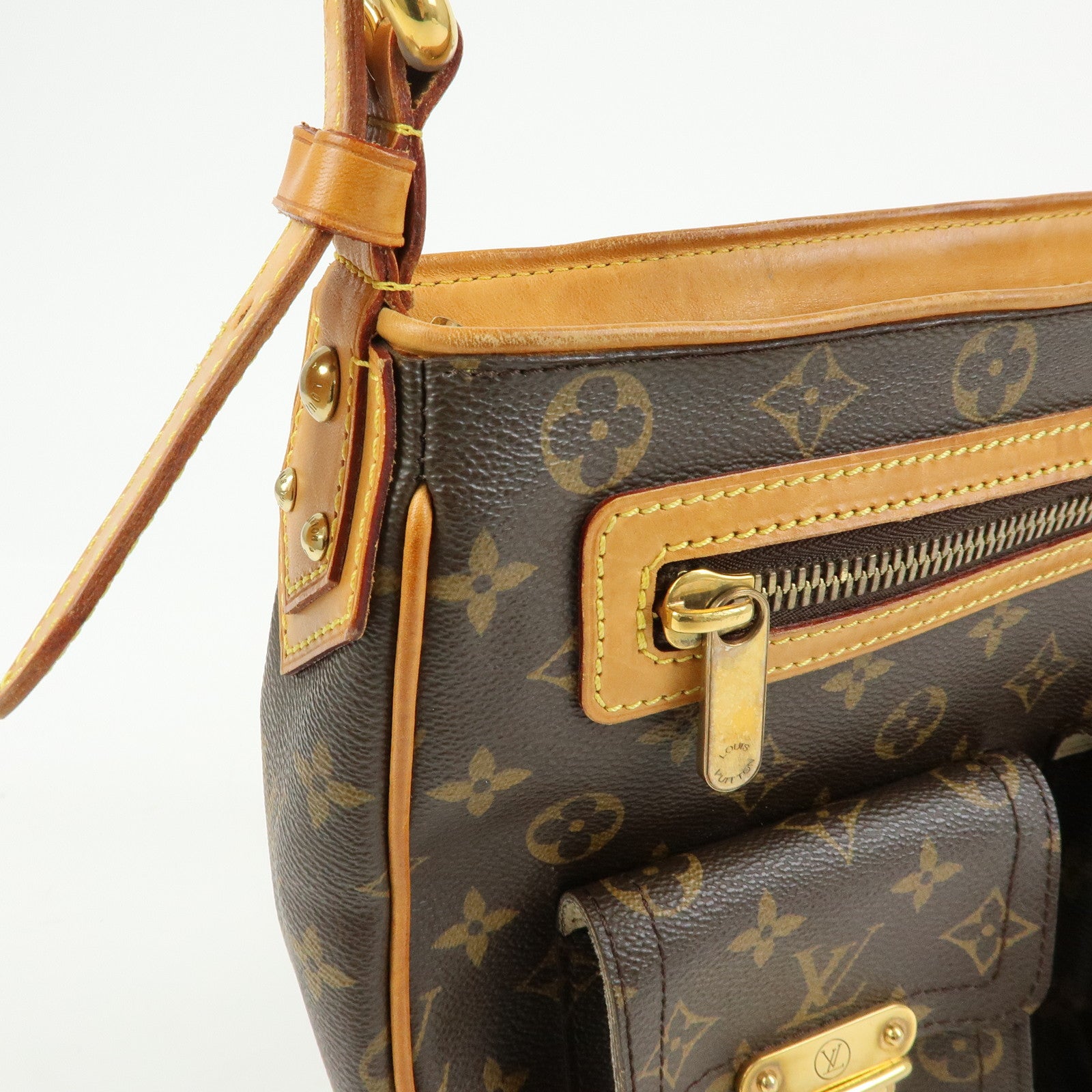 Louis Vuitton Monogram Hudson GM Canvas Shoulder Bag Brown M40045