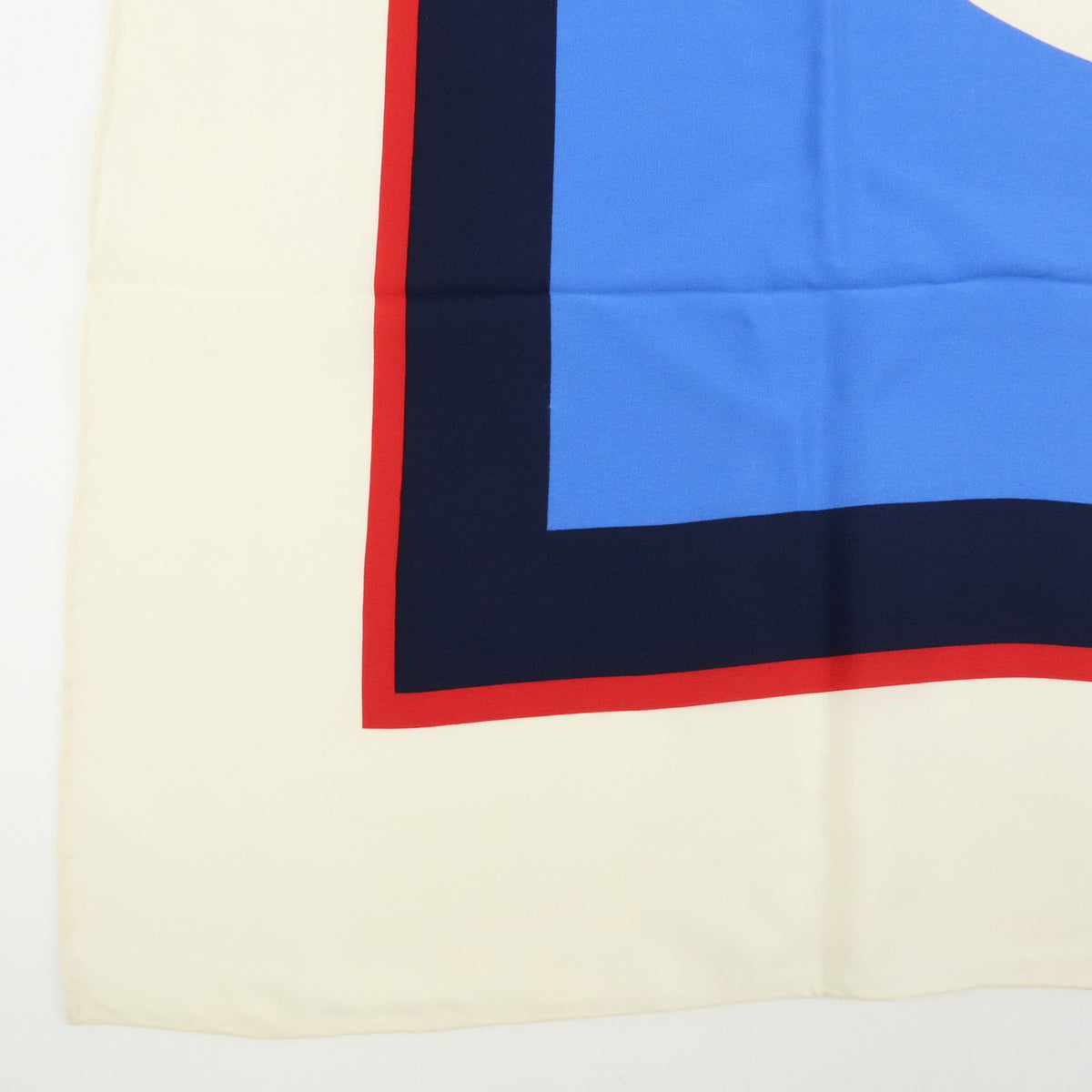 CHANEL COCO Mark Silk 100% Scarf Blue White Navy Red