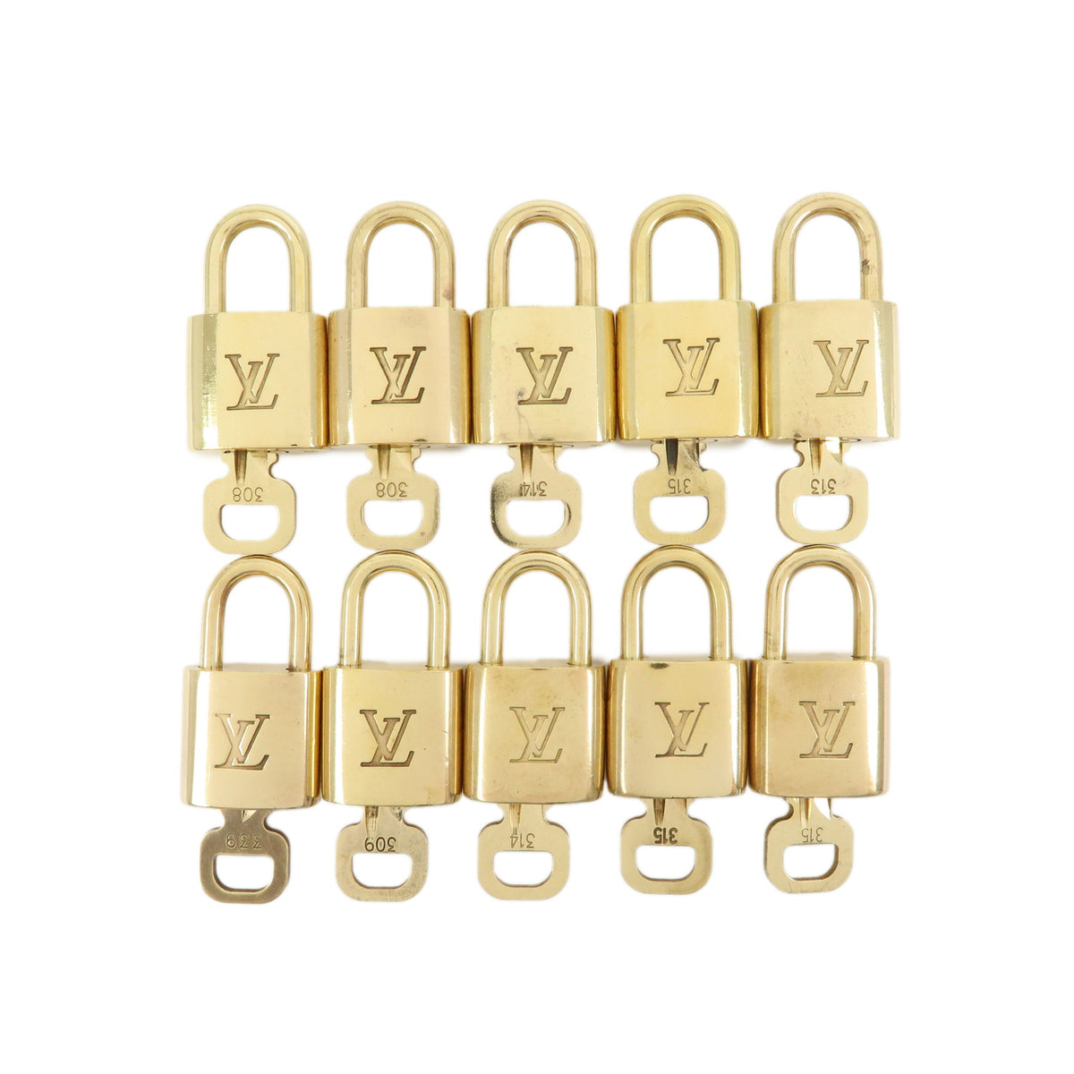 Louis Vuitton Lot of 10 Lock & Key Cadena Key Lock Gold