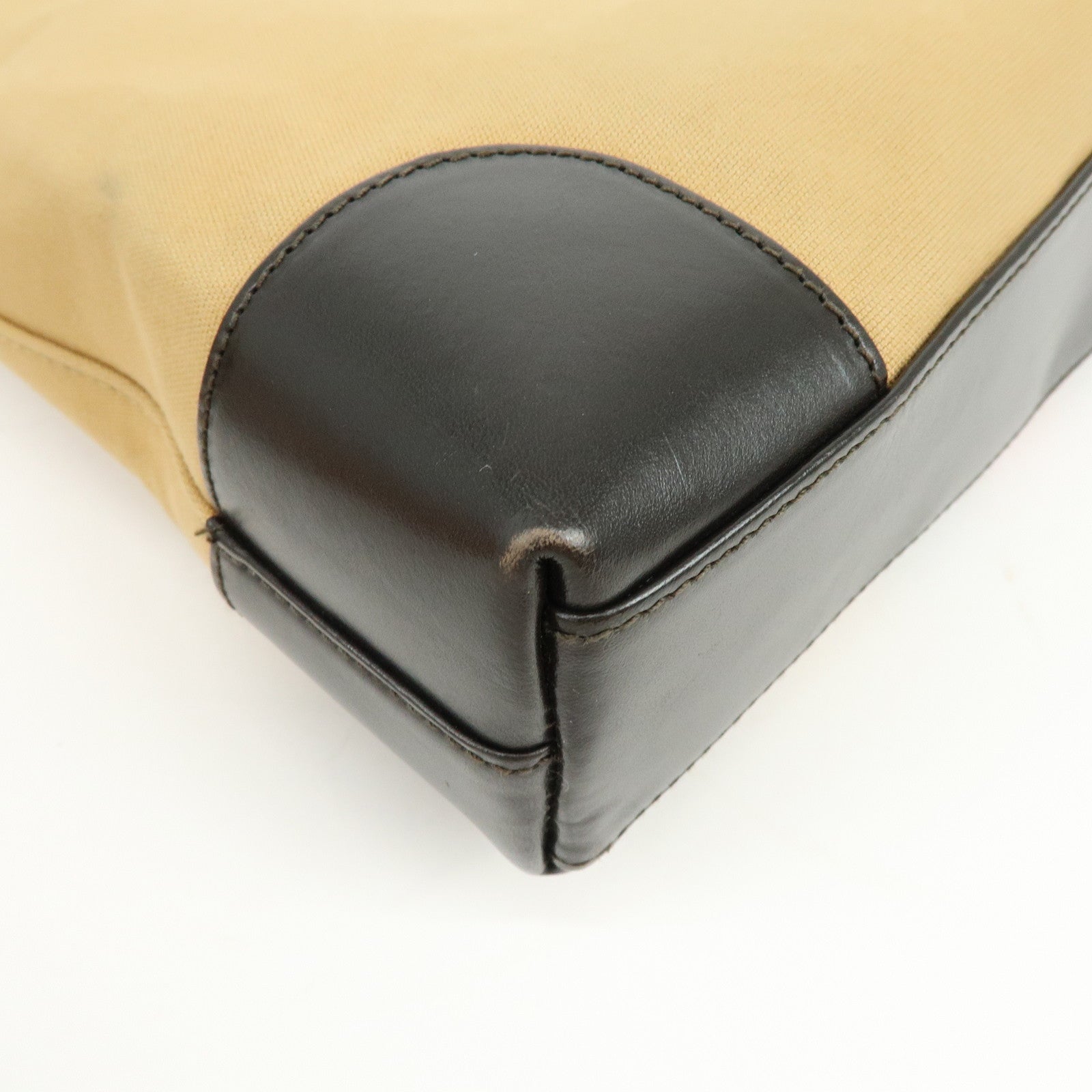 GUCCI Sherry Canvas Leather Shoulder Bag Beige Brown 001・4231