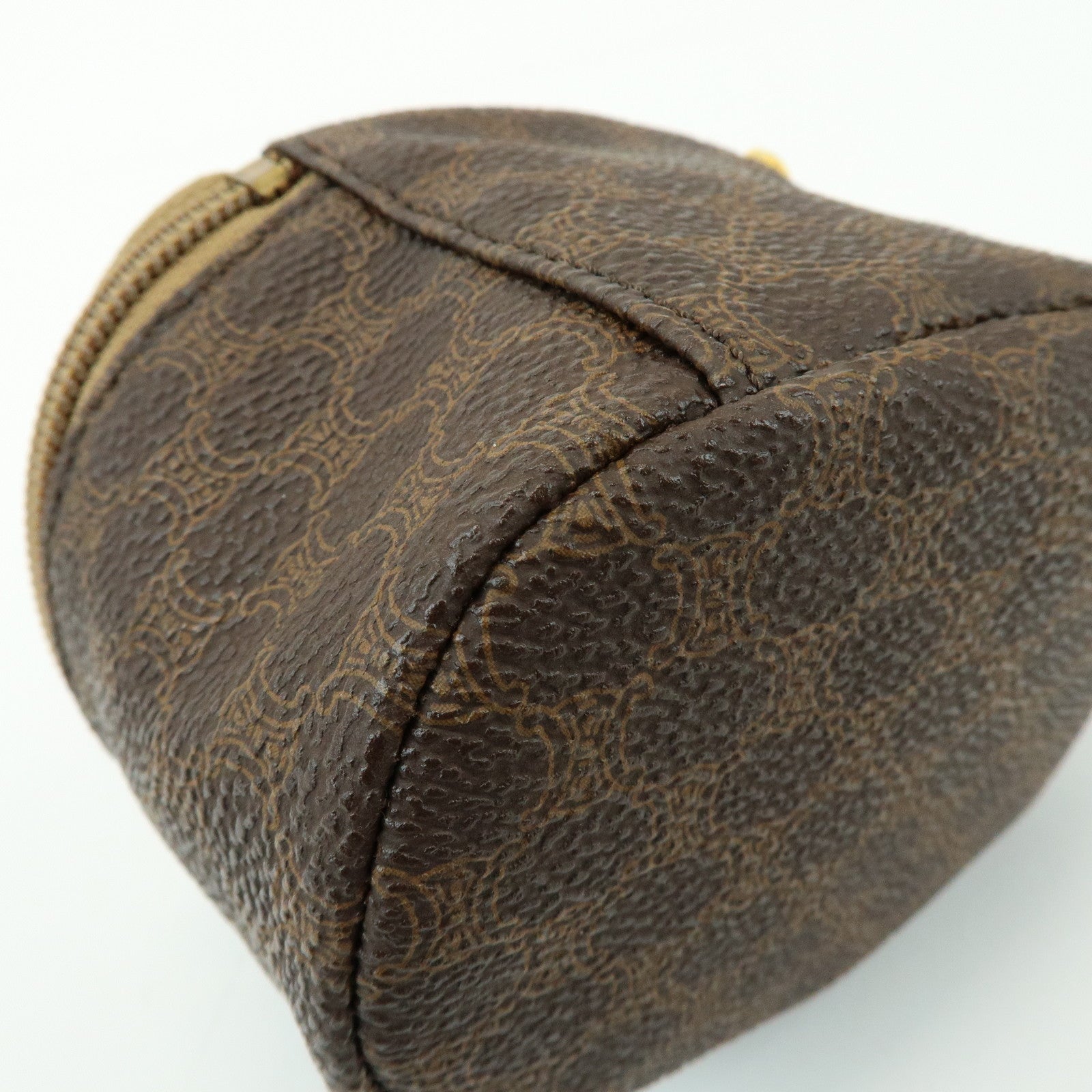 CELINE Macadam PVC Canvas Leather Mini Pouch Vanity Bag Brown