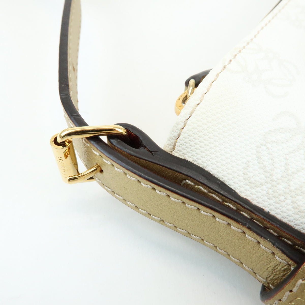 LOEWE Repeat Anagram PVC Leather Shoulder Bag White Gold