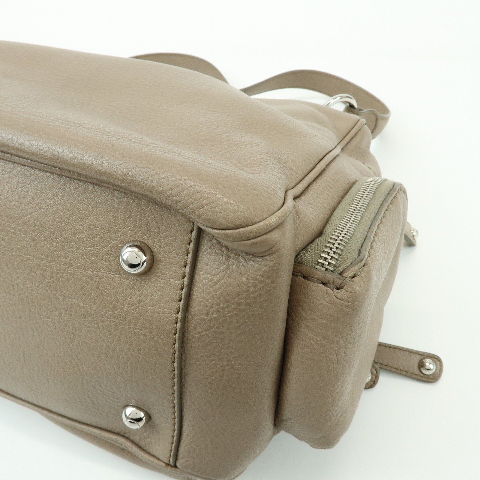 TOD'S Multiple Pocket Leather Shoulder Bag Hand Bag Beige