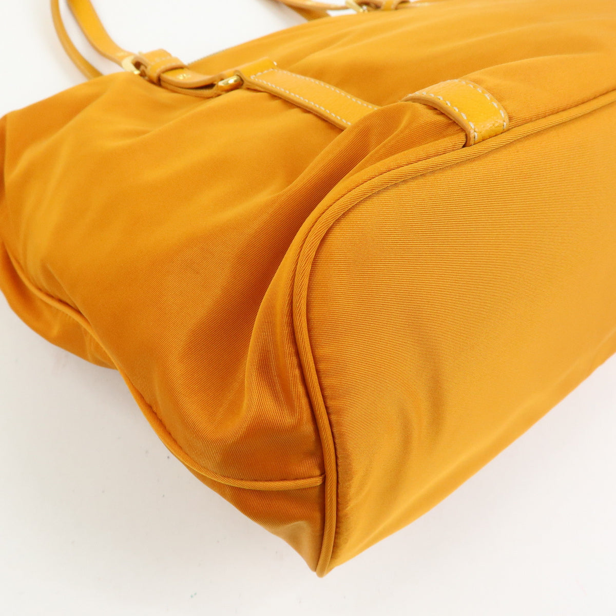 PRADA Triangle Logo Nylon Leather Tote Bag Shoulder Bag Orange BR4253