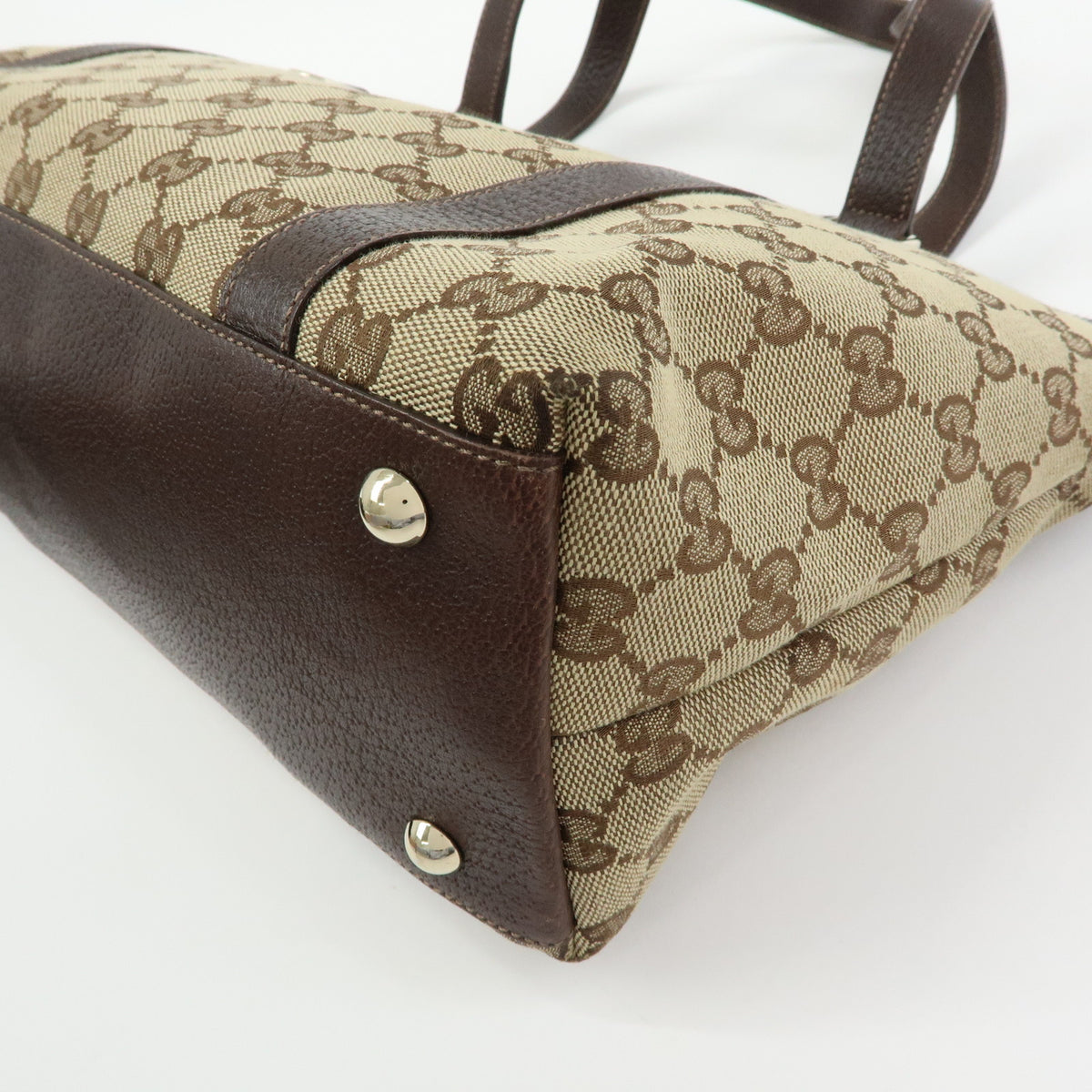 GUCCI Abbey GG Canvas Leather Tote Bag Hand Bag Beige Brown 141470