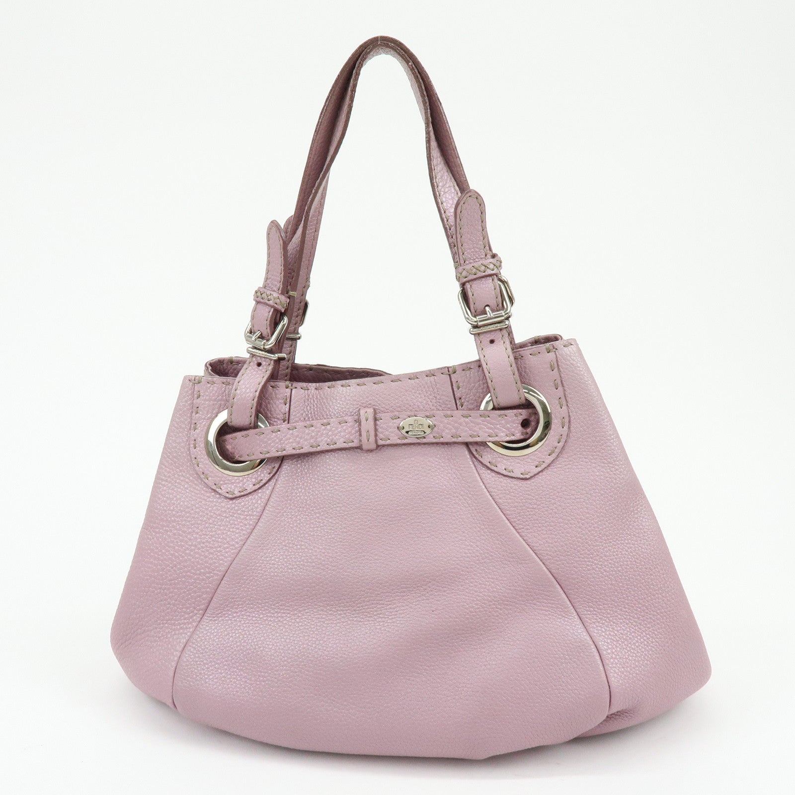 FENDI Selleria Leather Shoulder Bag Hand Bag Purple 8BR595