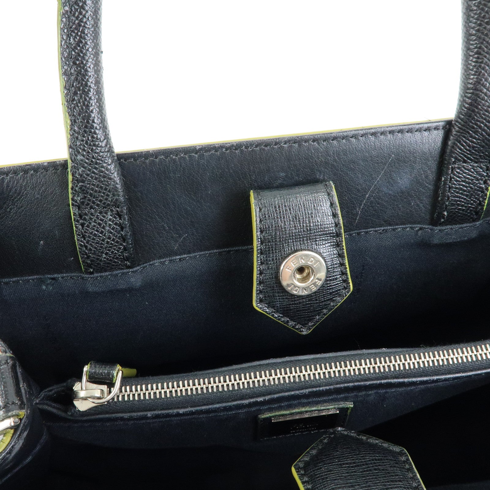 FENDI Petite 2Jours Leather 2Way Bag Hand Bag Shoulder Bag Black 8BH253