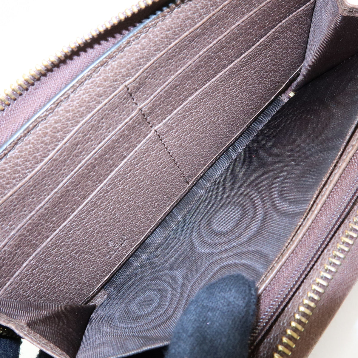 GUCCI Ophidia Sherry GG Supreme Leather Round Zippy Wallet 523154