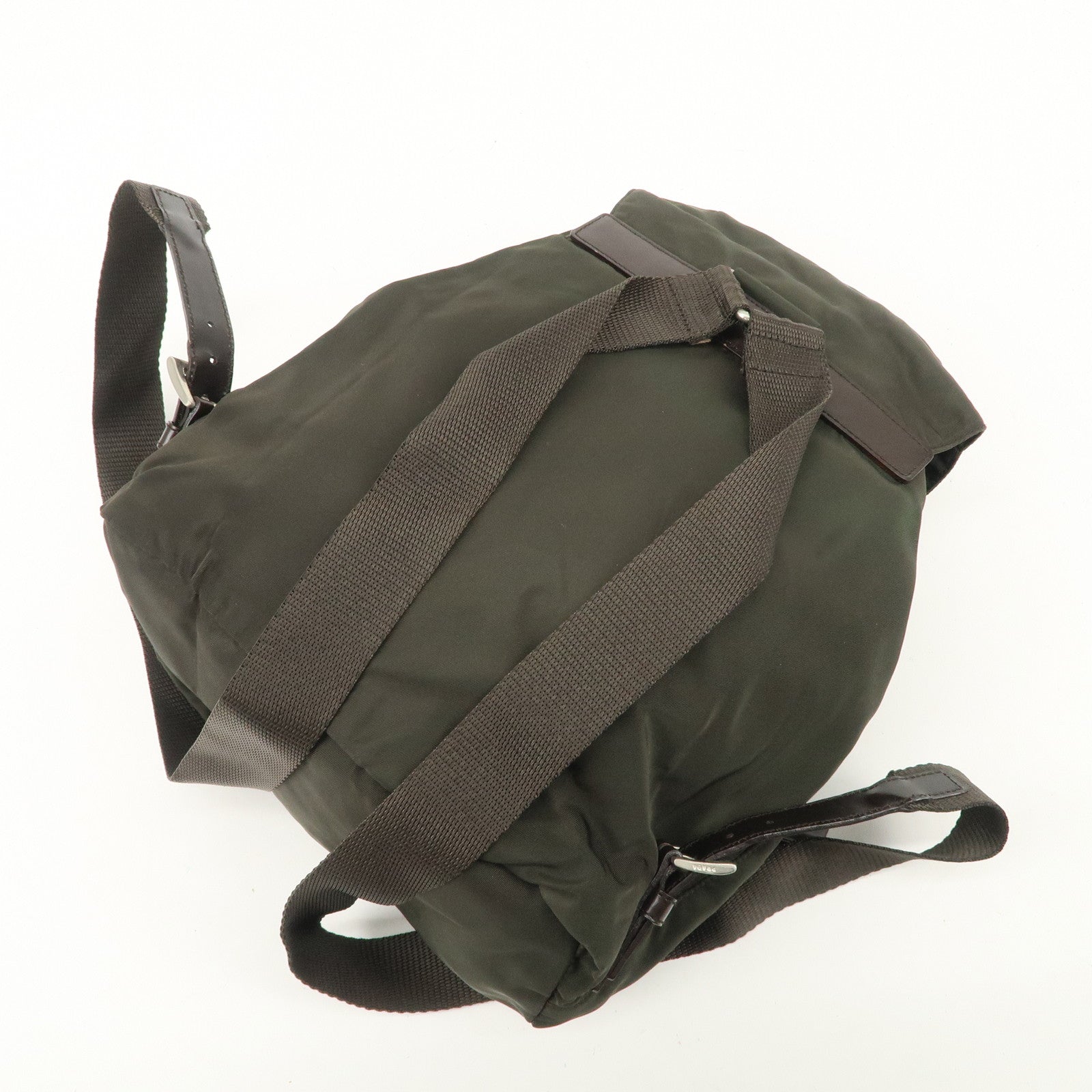 PRADA  Triangle Logo Leather Nylon BackPack B5885F Used