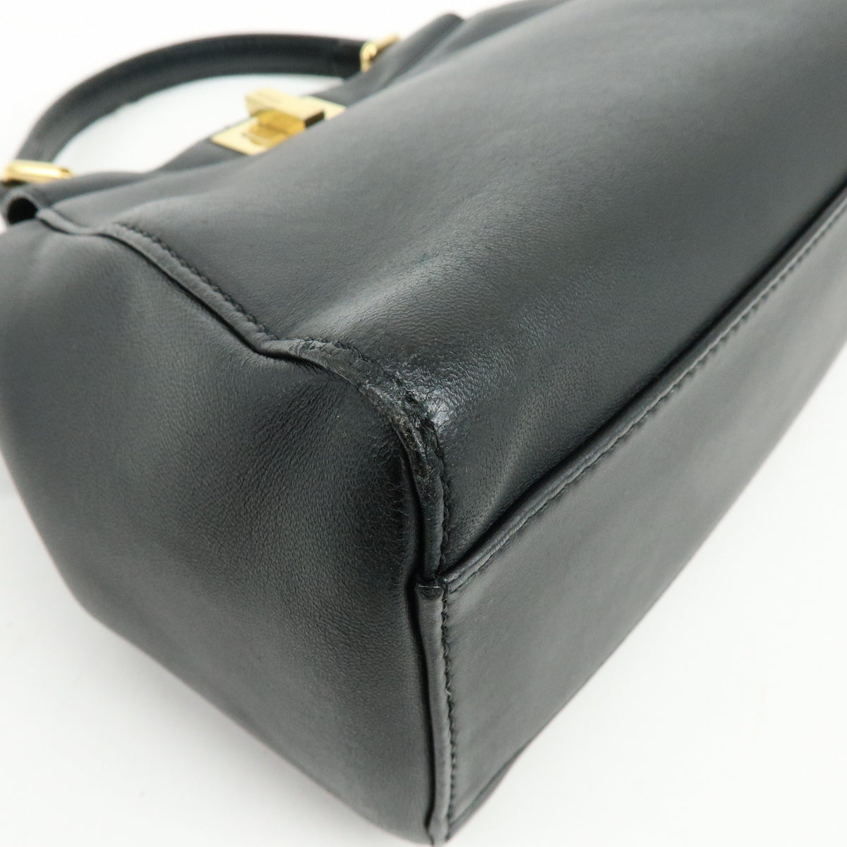 FENDI Peekaboo Mini Leather 2Way Shoulder Bag Hand Bag Black 8BN244